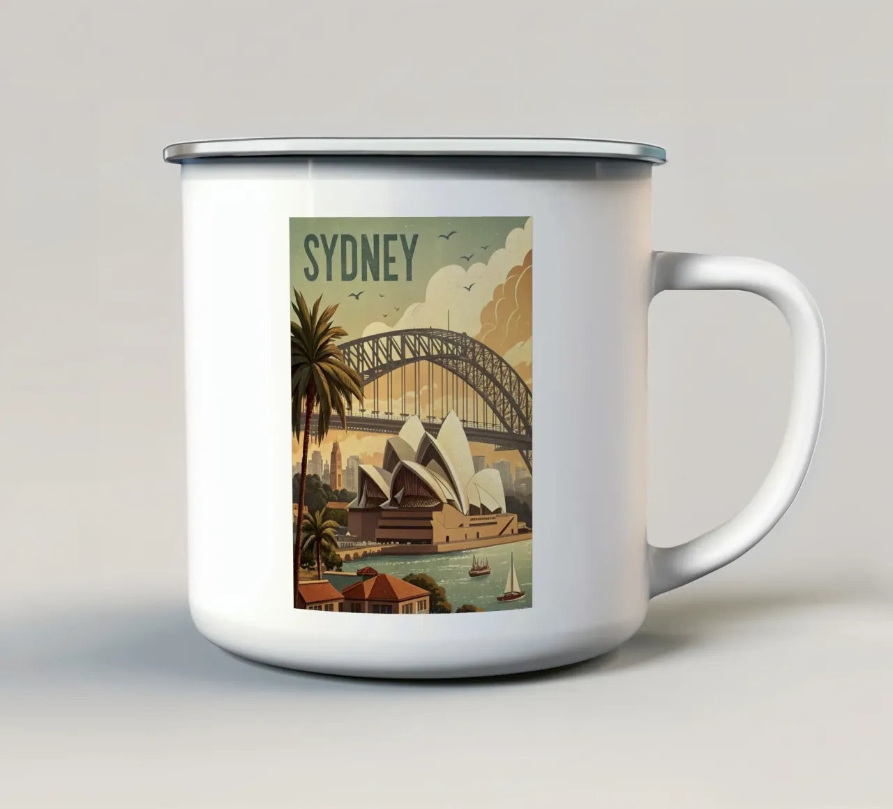poster retro vintage sydney mug en émail de 🎁 ARTVI-SHOP