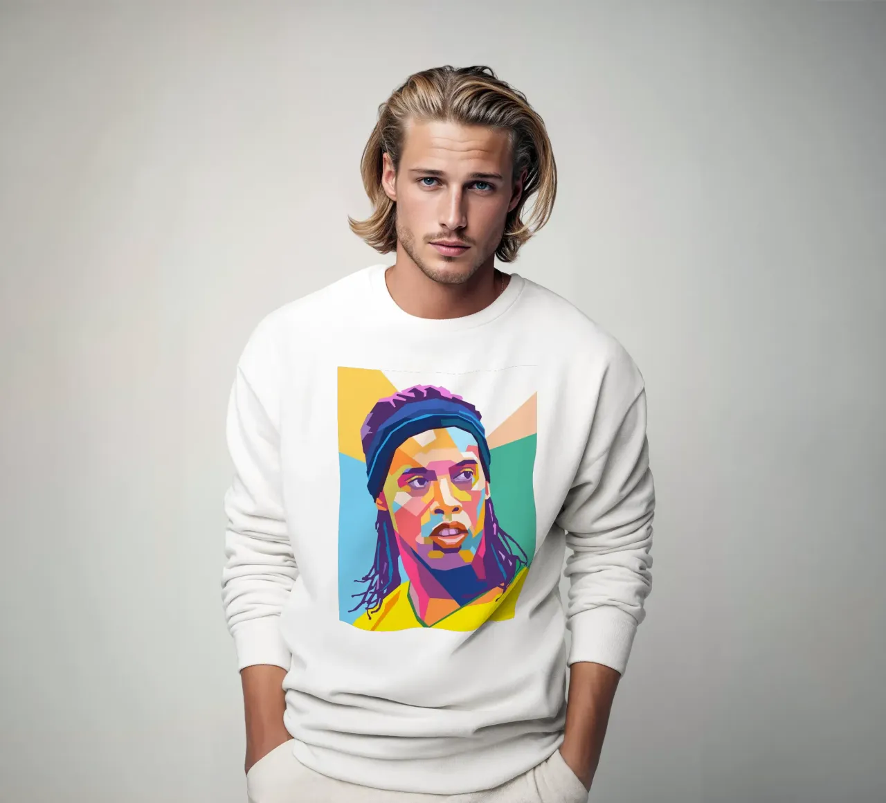 Ritratto pop art di Ronaldinho felpa da Hantamrata
