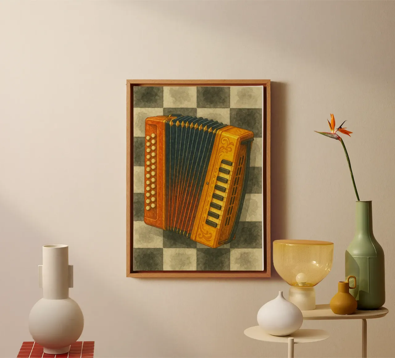 accordion imagination painting drawing art canvas with Floater frame by the gendels