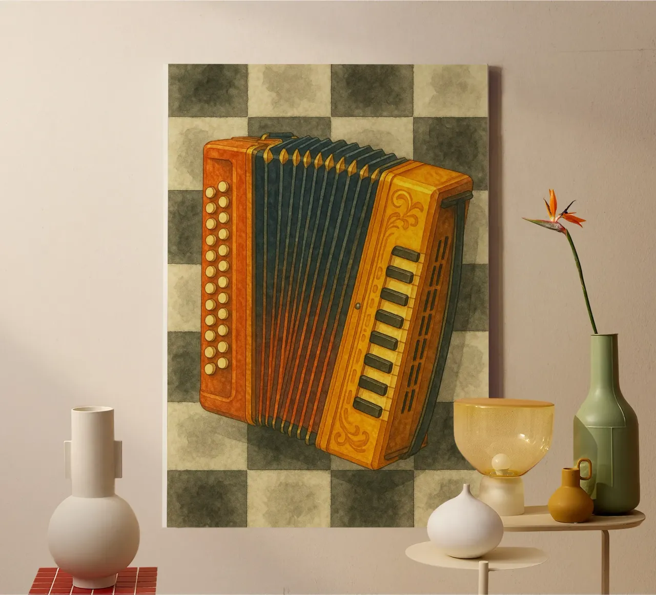 accordion imagination painting drawing art canvas with Floater frame by the gendels