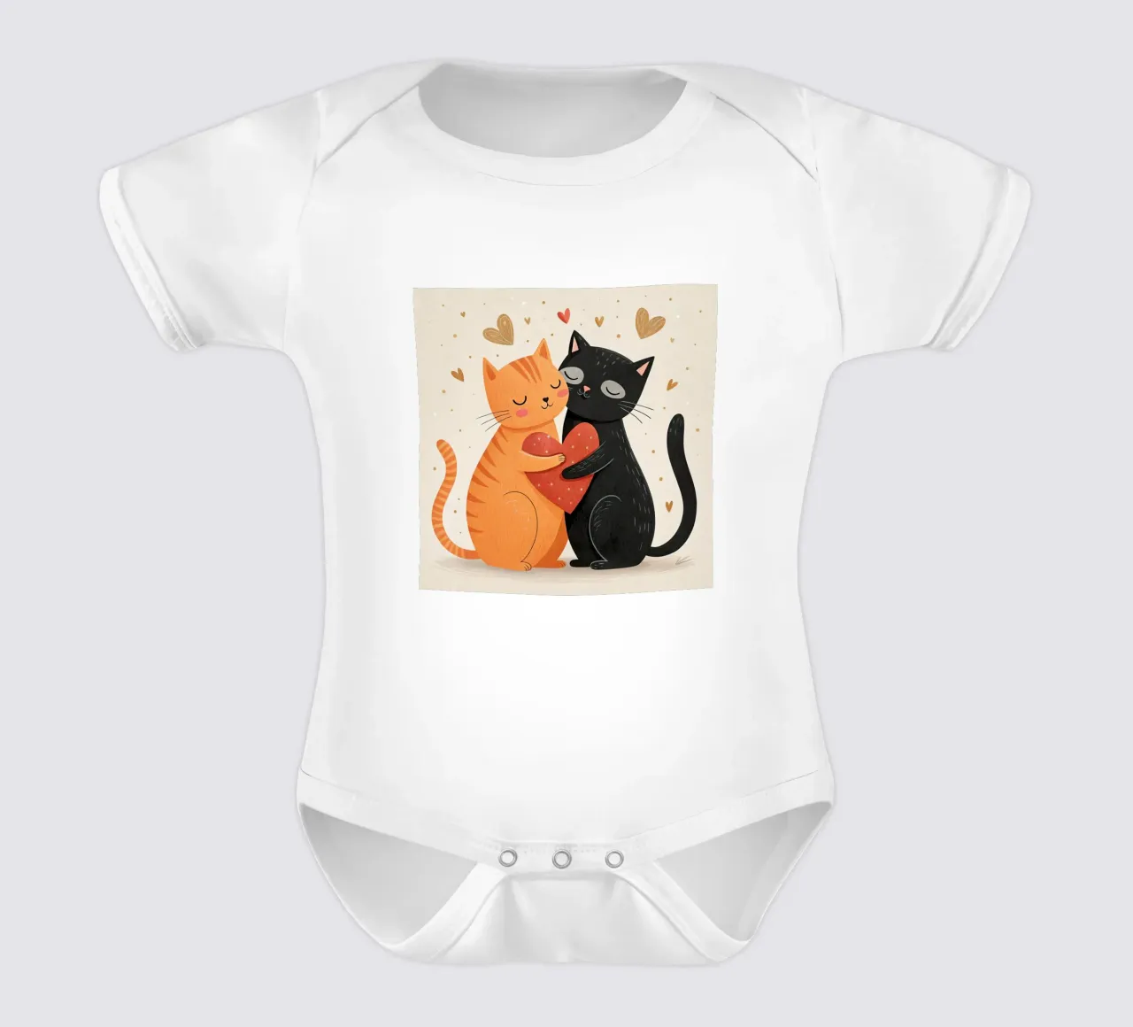 Verliebte Kätzchen Kurzarm Babybody von 🐹 BABY ART PRINTS