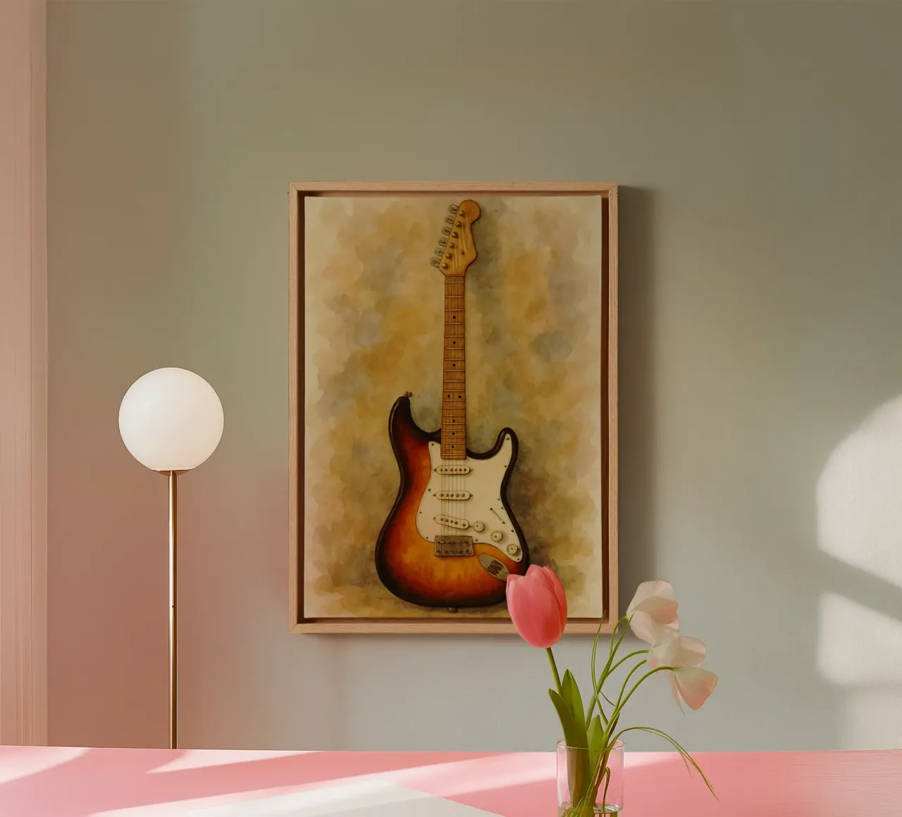 E-Gitarre Phantasie Malerei Kunst Leinwand mit Schattenfugenrahmen von the gendels