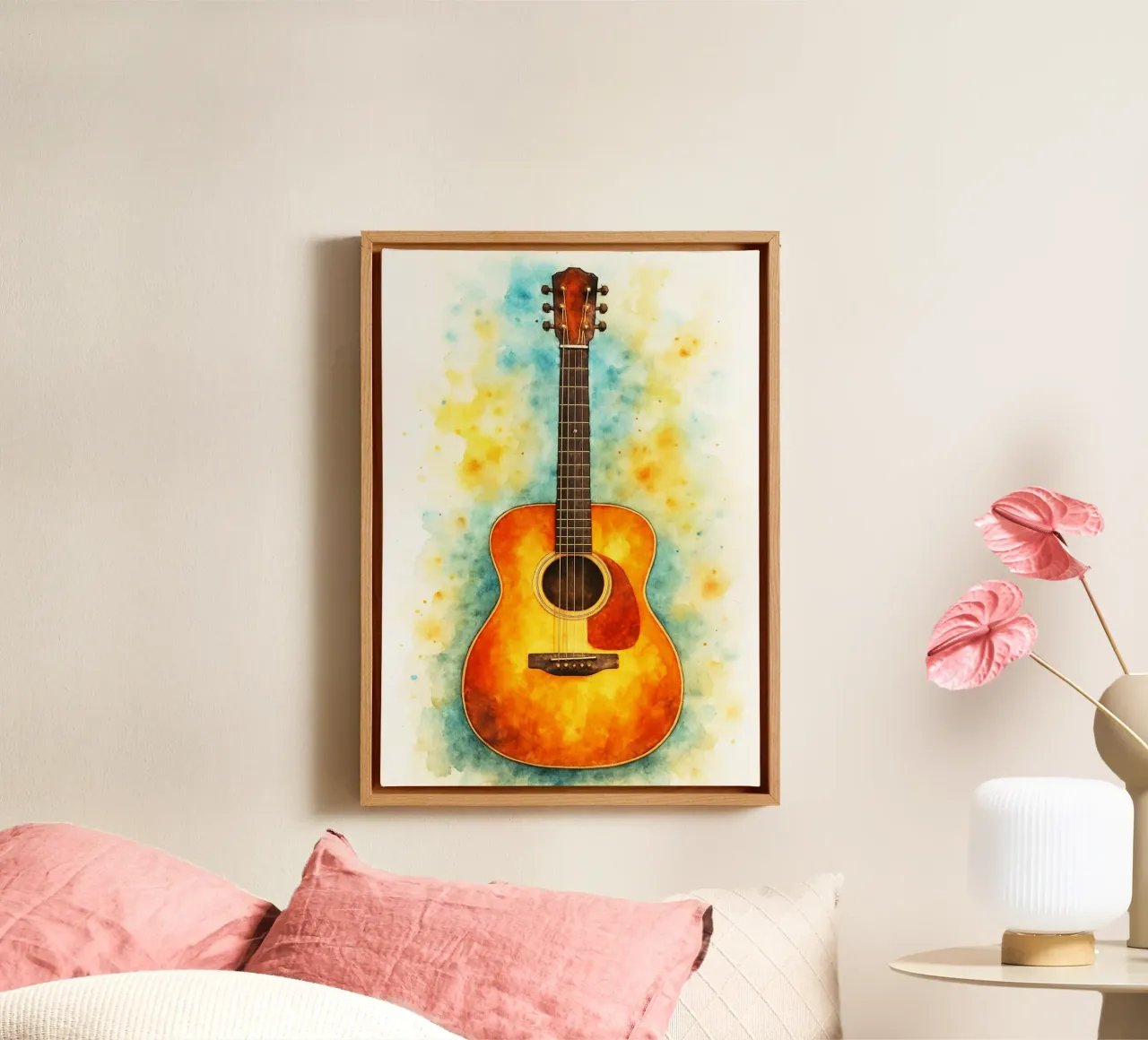 chitarra immaginazione pittura arte tela con Cornice a cassetta da the gendels