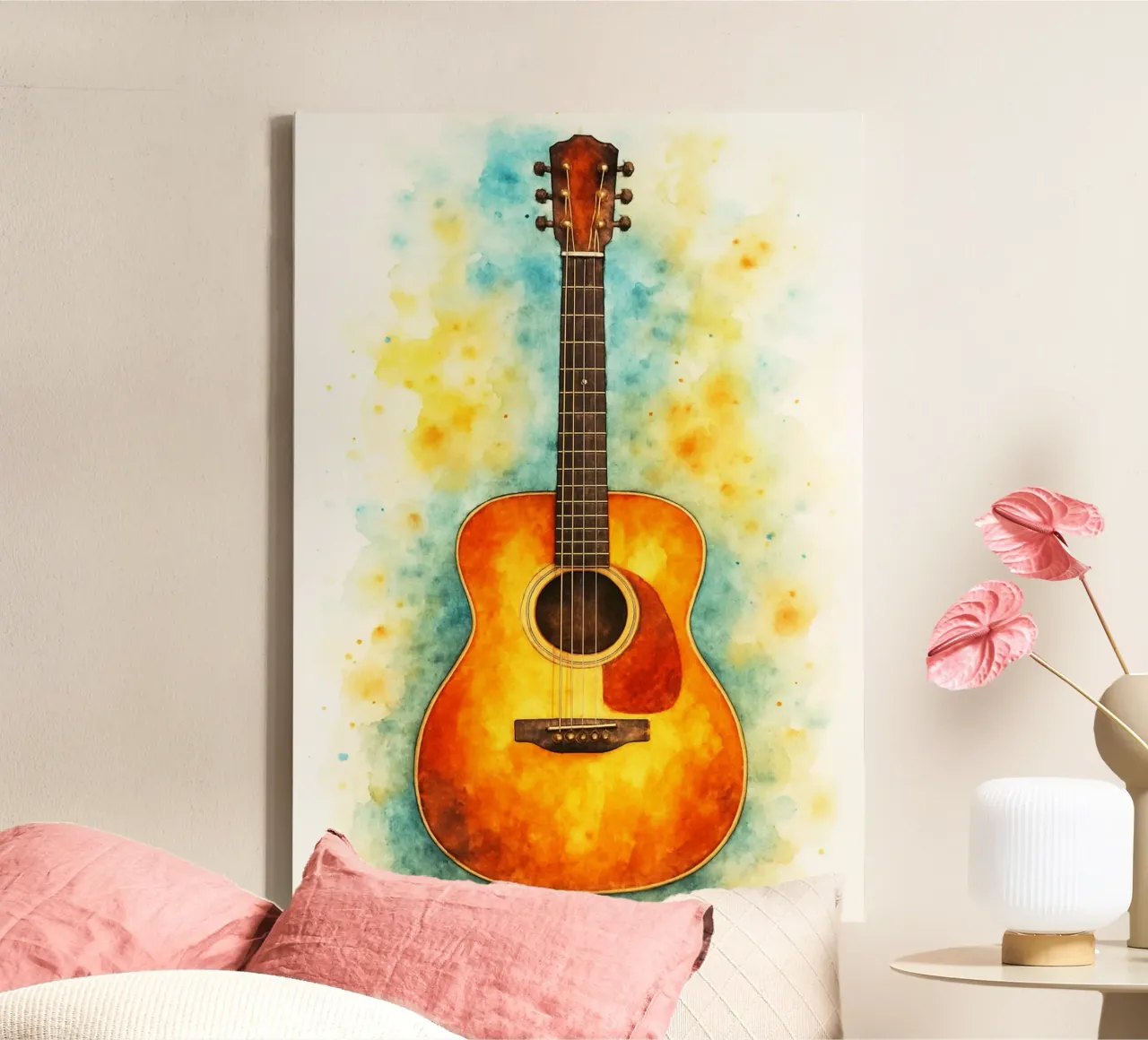 chitarra immaginazione pittura arte tela con Cornice a cassetta da the gendels