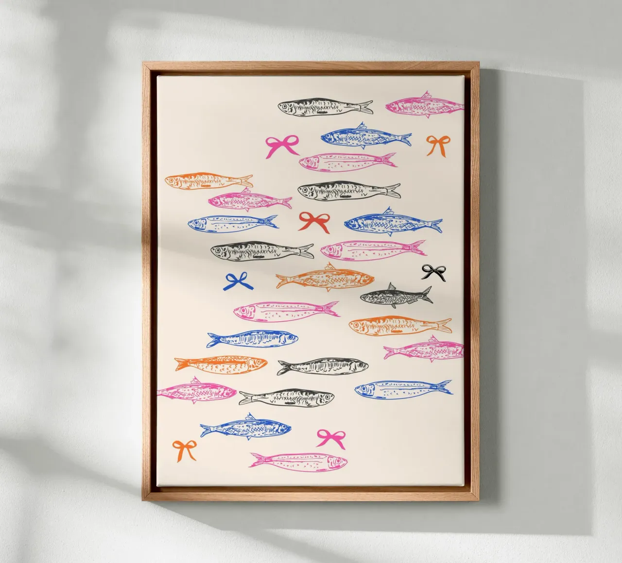 Retro Pastel Sardientjes Coquette canvas met Baklijst van EDMPROJECT