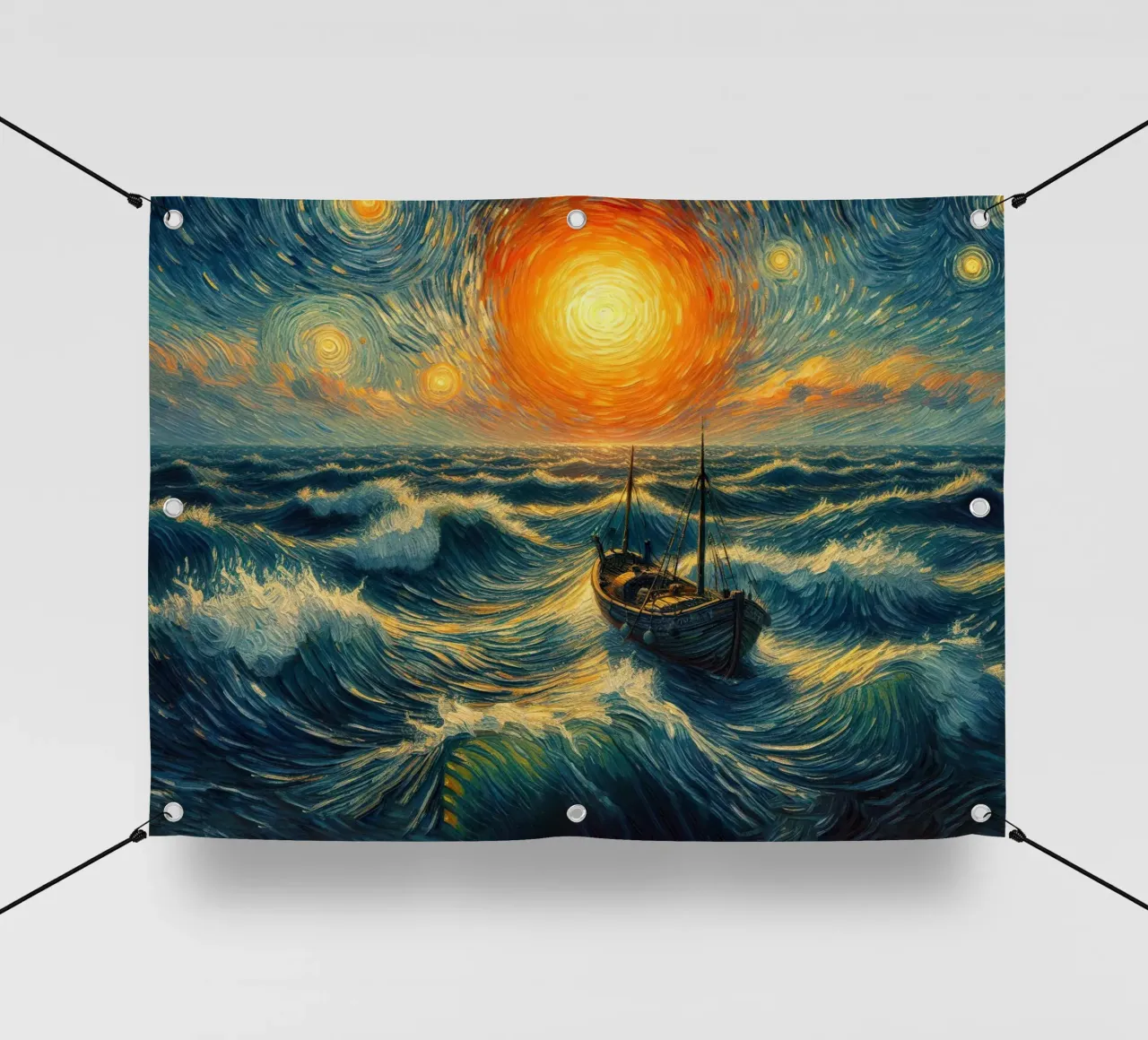 Tramonto in mare telo in pvc da 🎨 Point and Art