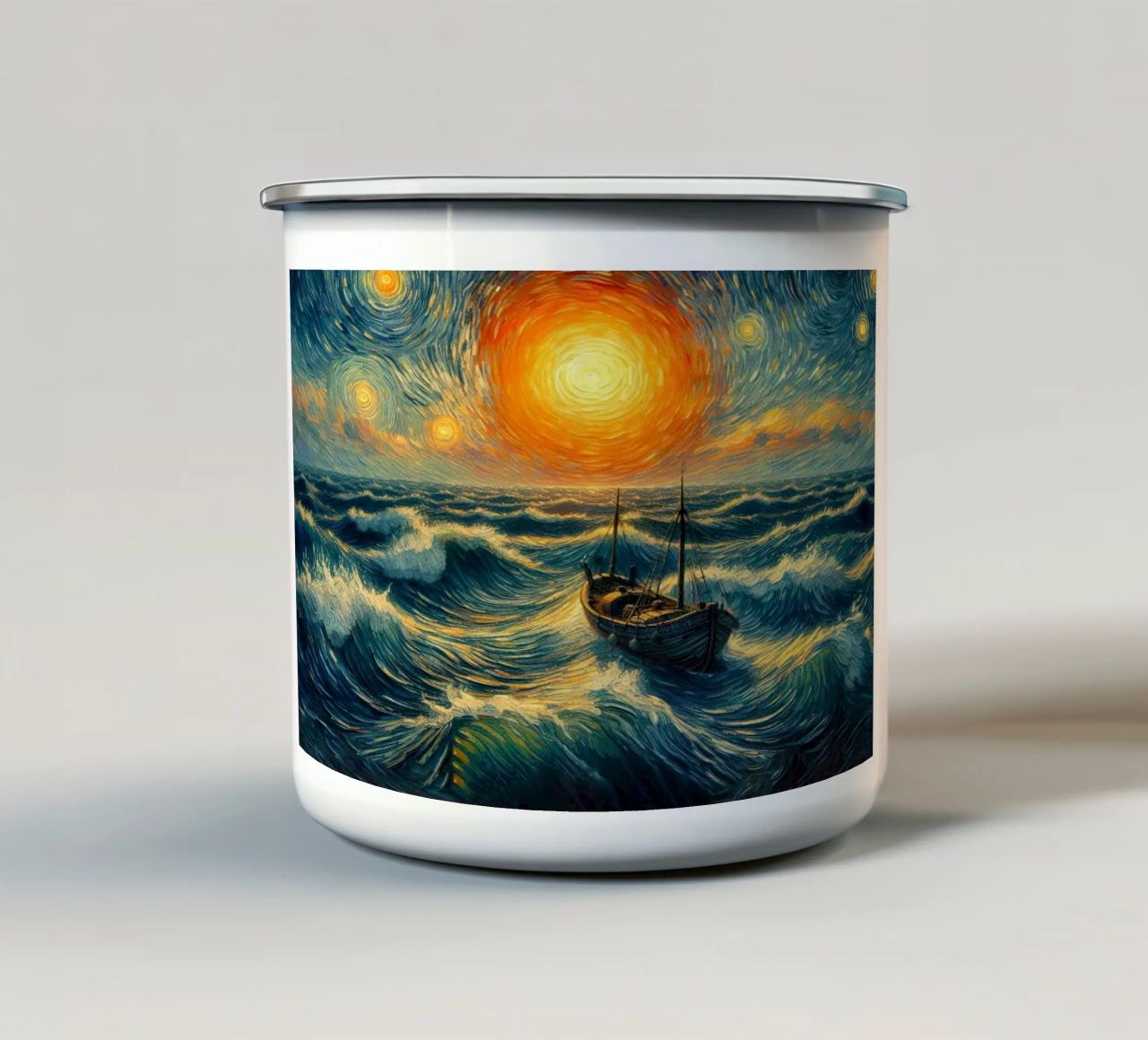 Tramonto in mare tazza in smalto da Point and Art