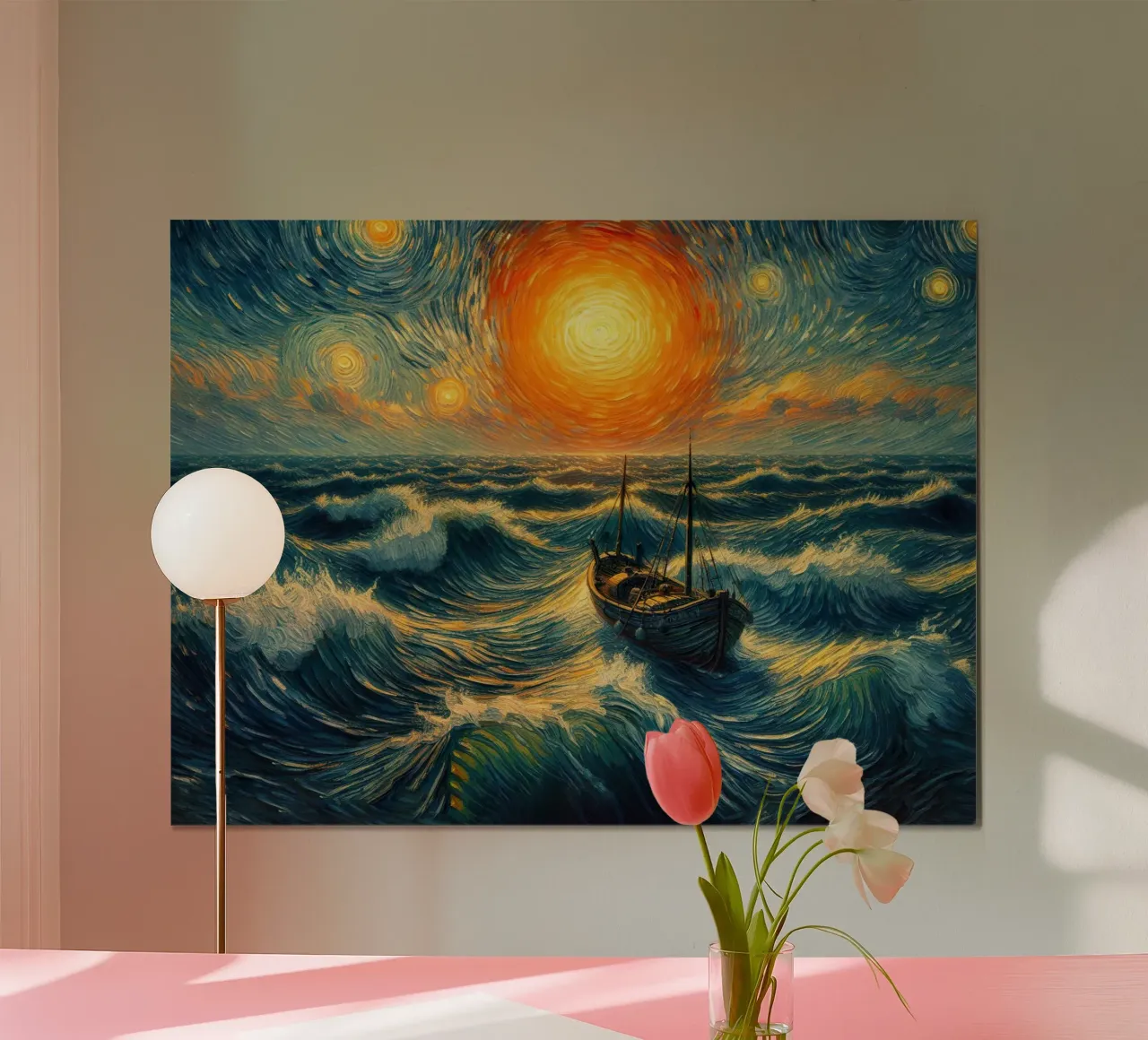 Tramonto in mare poster con telaio in alluminio da 🎨 Point and Art