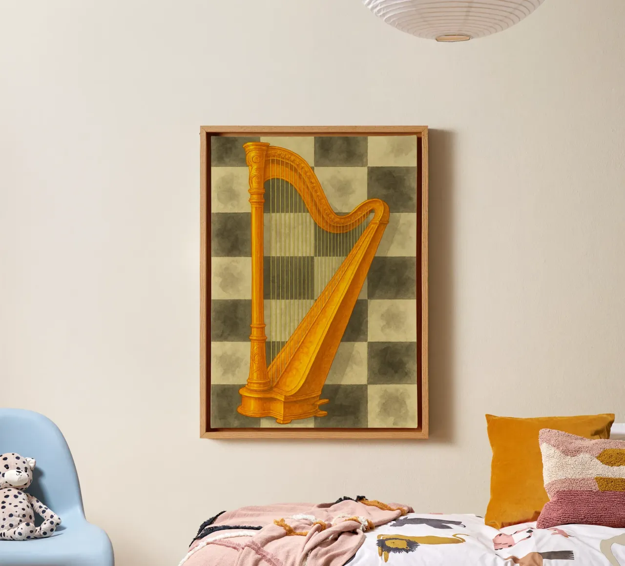 harp imagination painting drawing art canvas with Floater frame by the gendels
