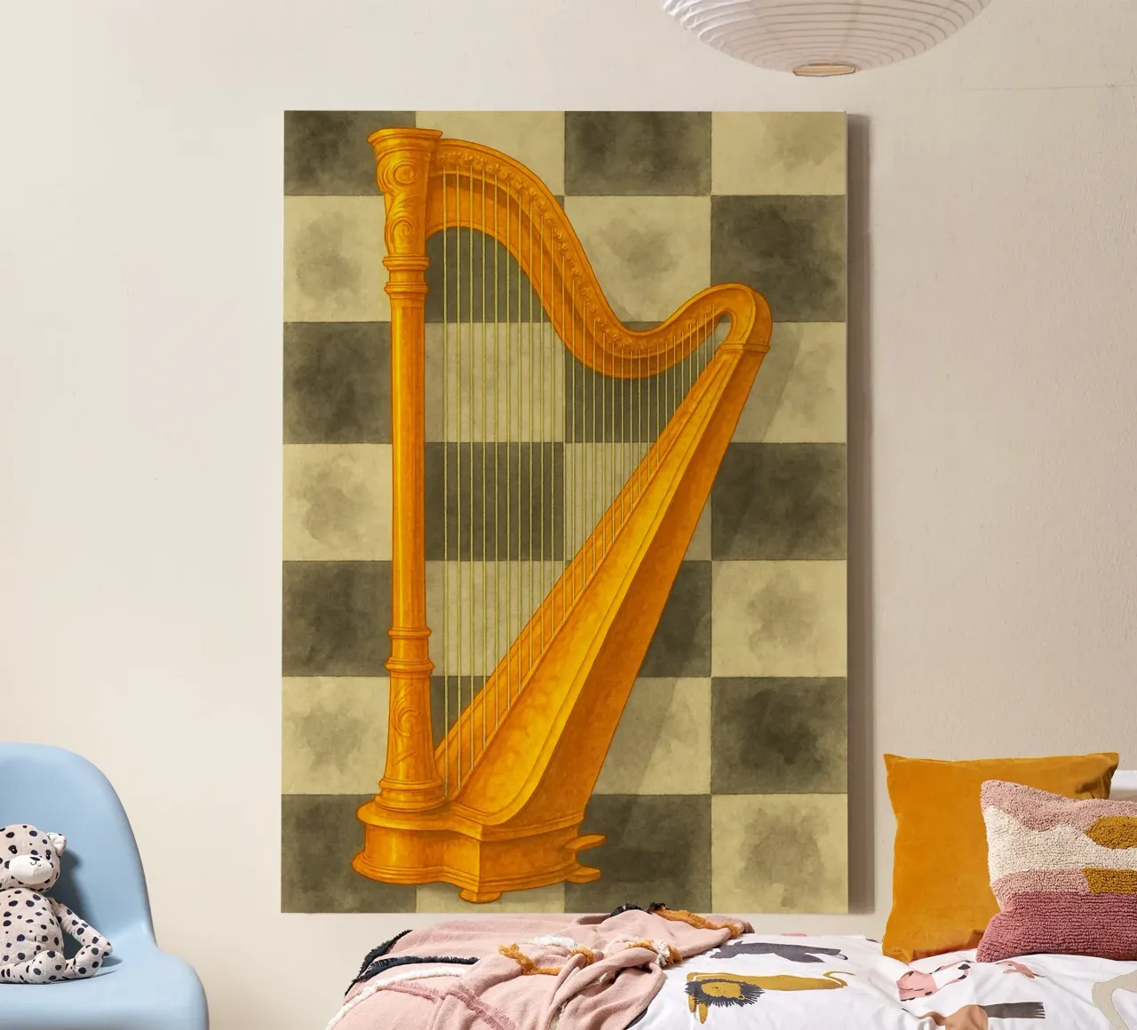 harp imagination painting drawing art canvas with Floater frame by the gendels