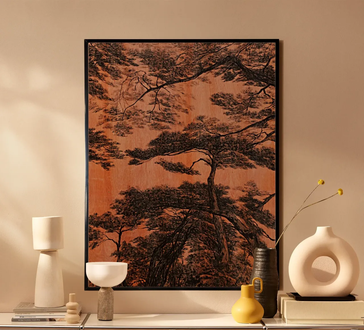 pine forest poster with aluminum frame by Soyoung Kwon