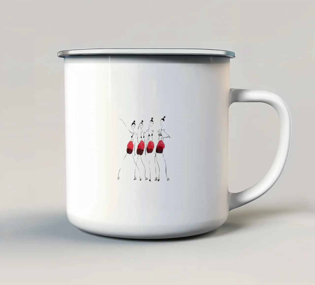 Raspberries on Parade tazza in smalto da Gretchen Roehrs