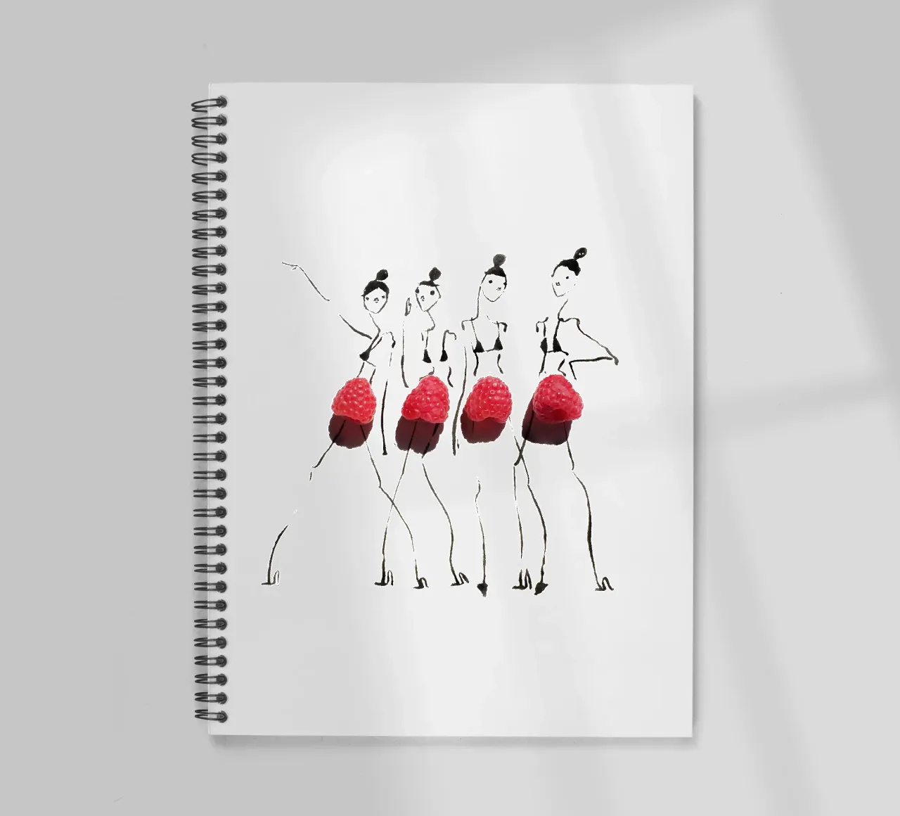 Raspberries on Parade spiral notebook by Gretchen Roehrs
