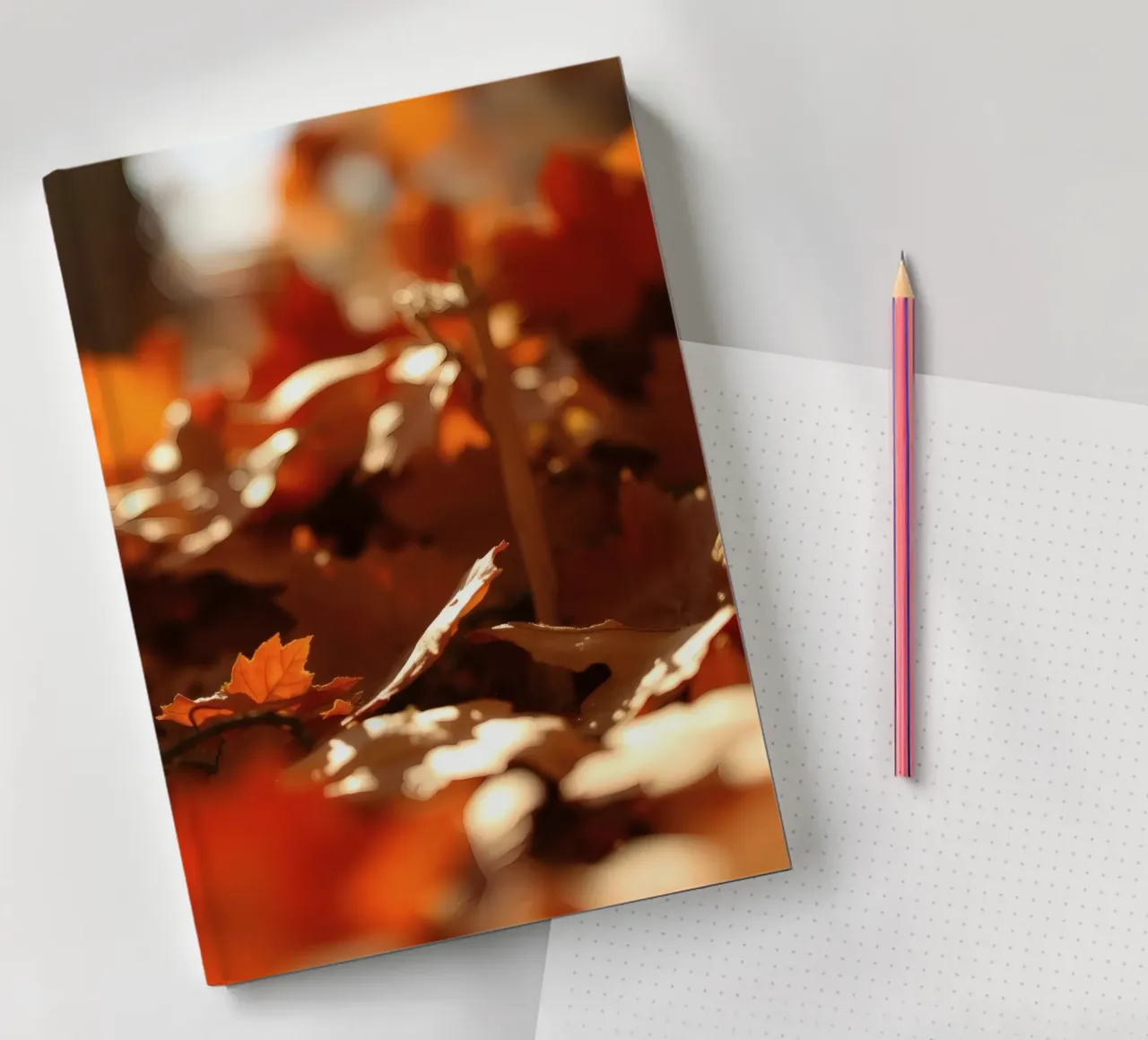 les feuilles d'automne recouvrent le sol d'un parc calme carnet de notes de DesignDoodle