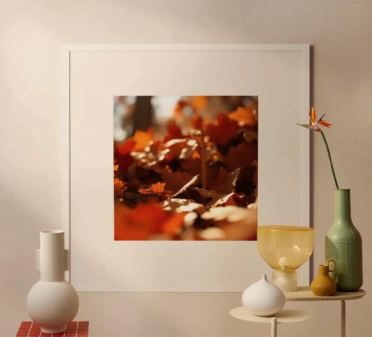 le foglie d'autunno ricoprono il terreno in un parco tranquillo poster da DesignDoodle