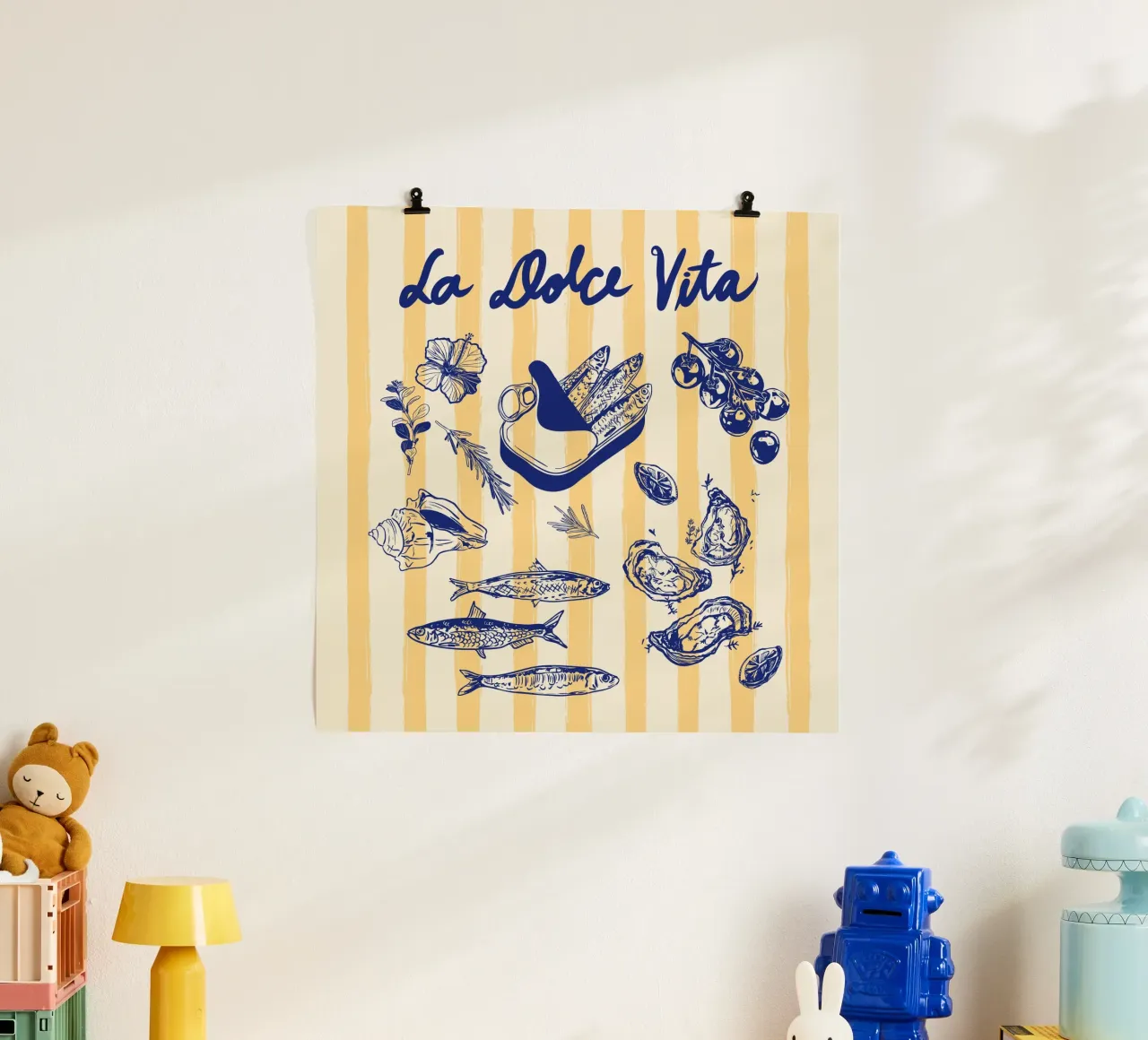 La Dolce Vita - Sardine e frutti di mare della costa d'epoca poster da EDMPROJECT