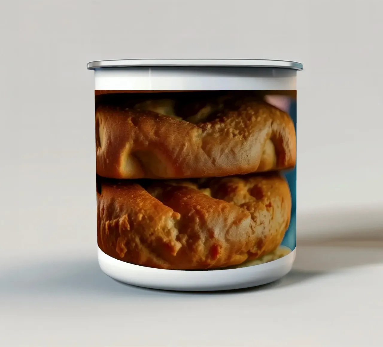 Stack of gourmet cookies against a cosmic background enamel mug by DesignDoodle