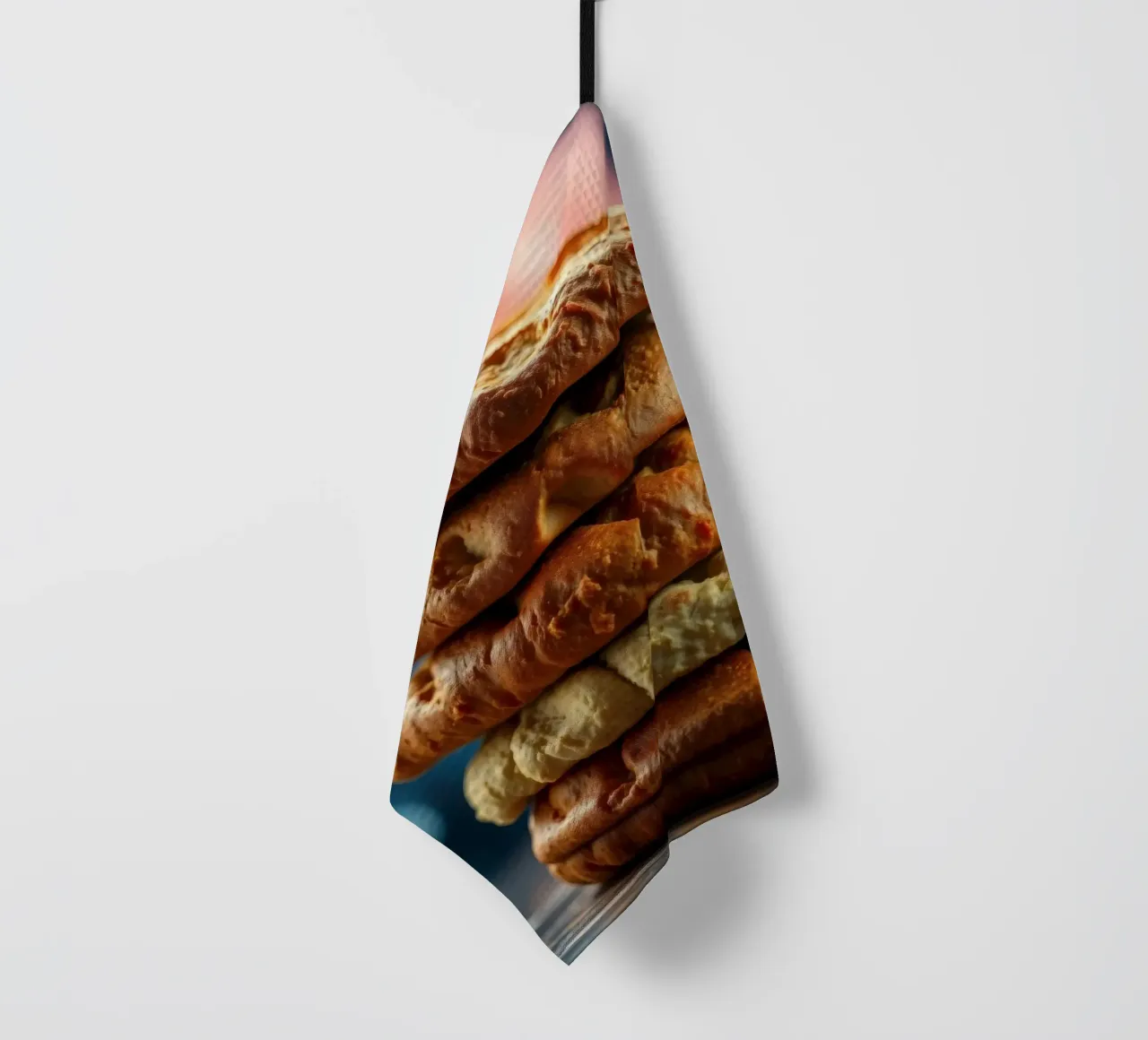 Stack of gourmet cookies against a cosmic background tea towel by DesignDoodle
