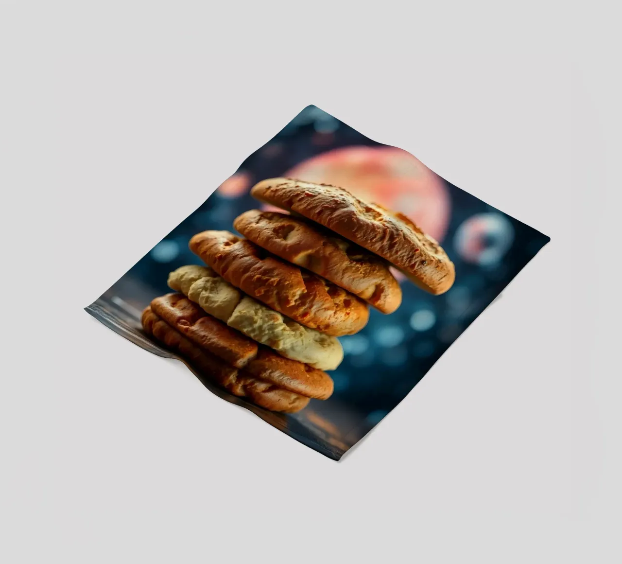 Stack of gourmet cookies against a cosmic background fleece blanket by DesignDoodle