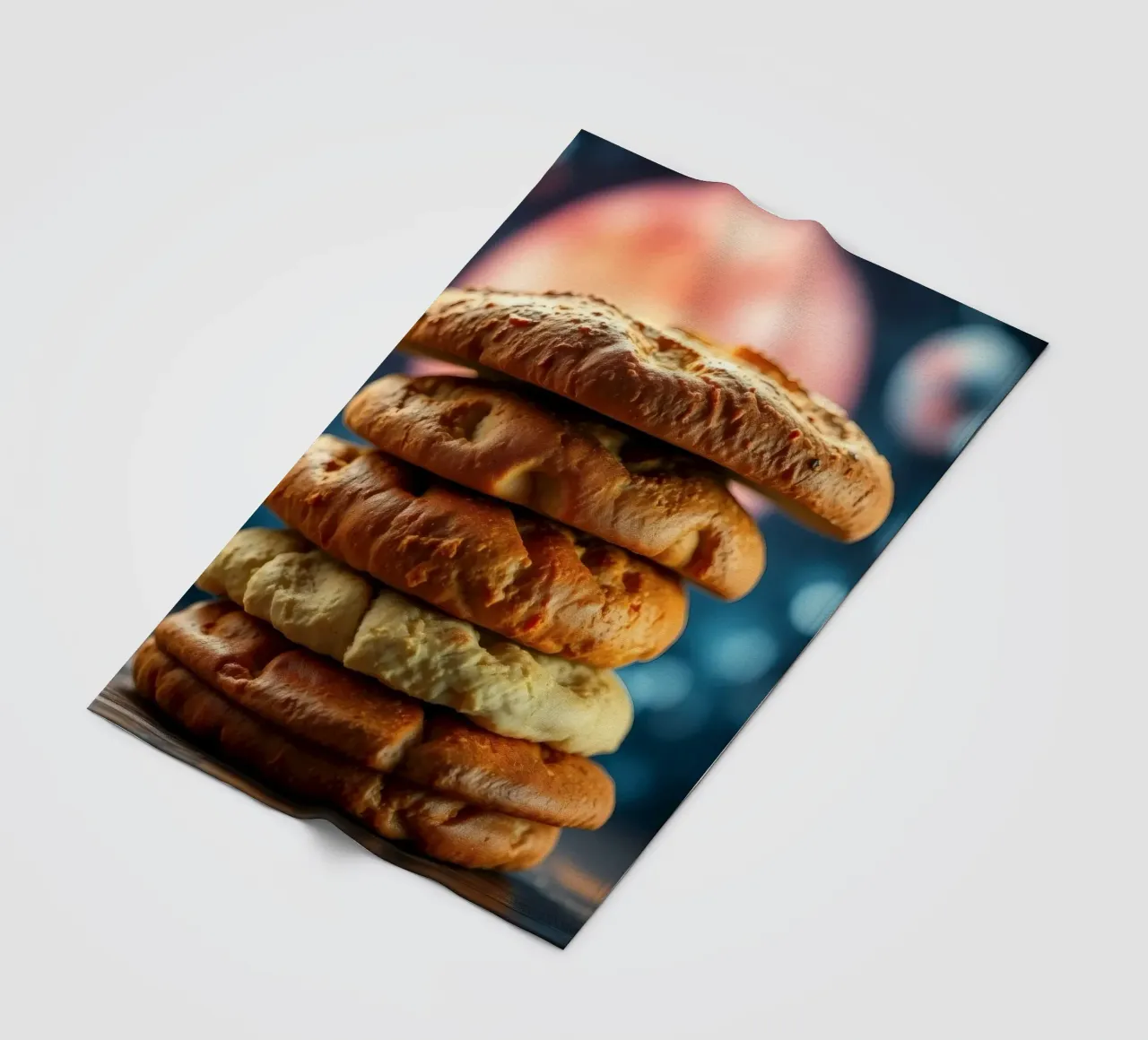 Stack of gourmet cookies against a cosmic background fleece blanket by DesignDoodle