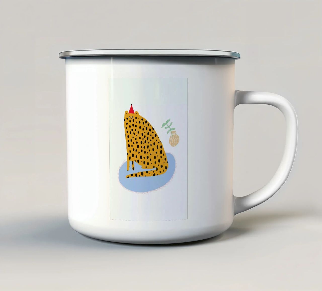 Partycat tazza in smalto da Lora O'Callaghan