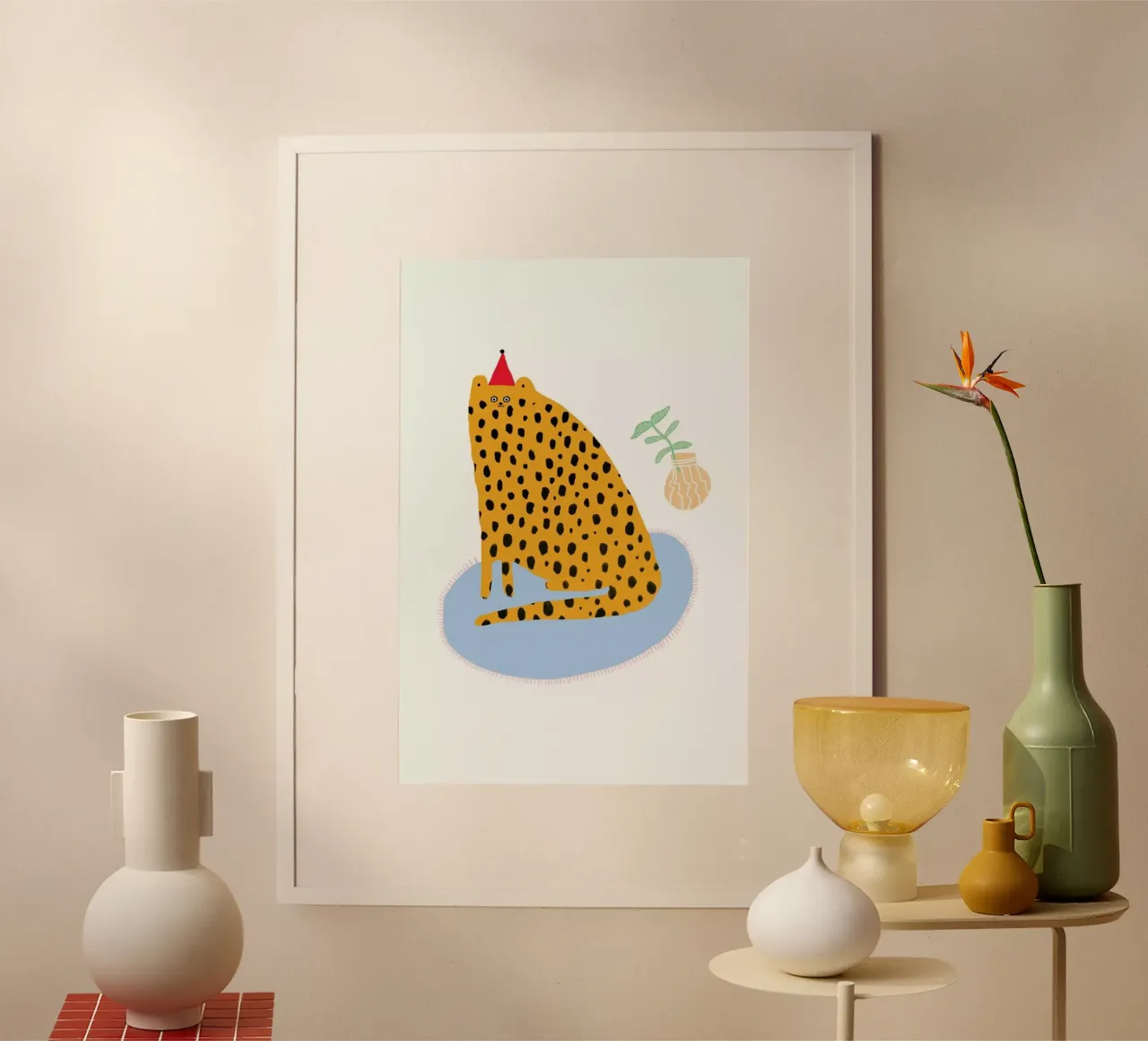 Partycat poster con telaio in plastica da Lora O'Callaghan