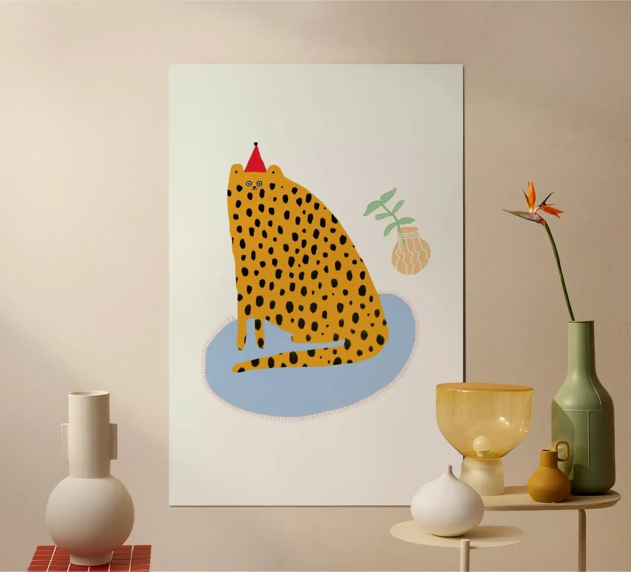 Partycat poster con telaio in plastica da Lora O'Callaghan