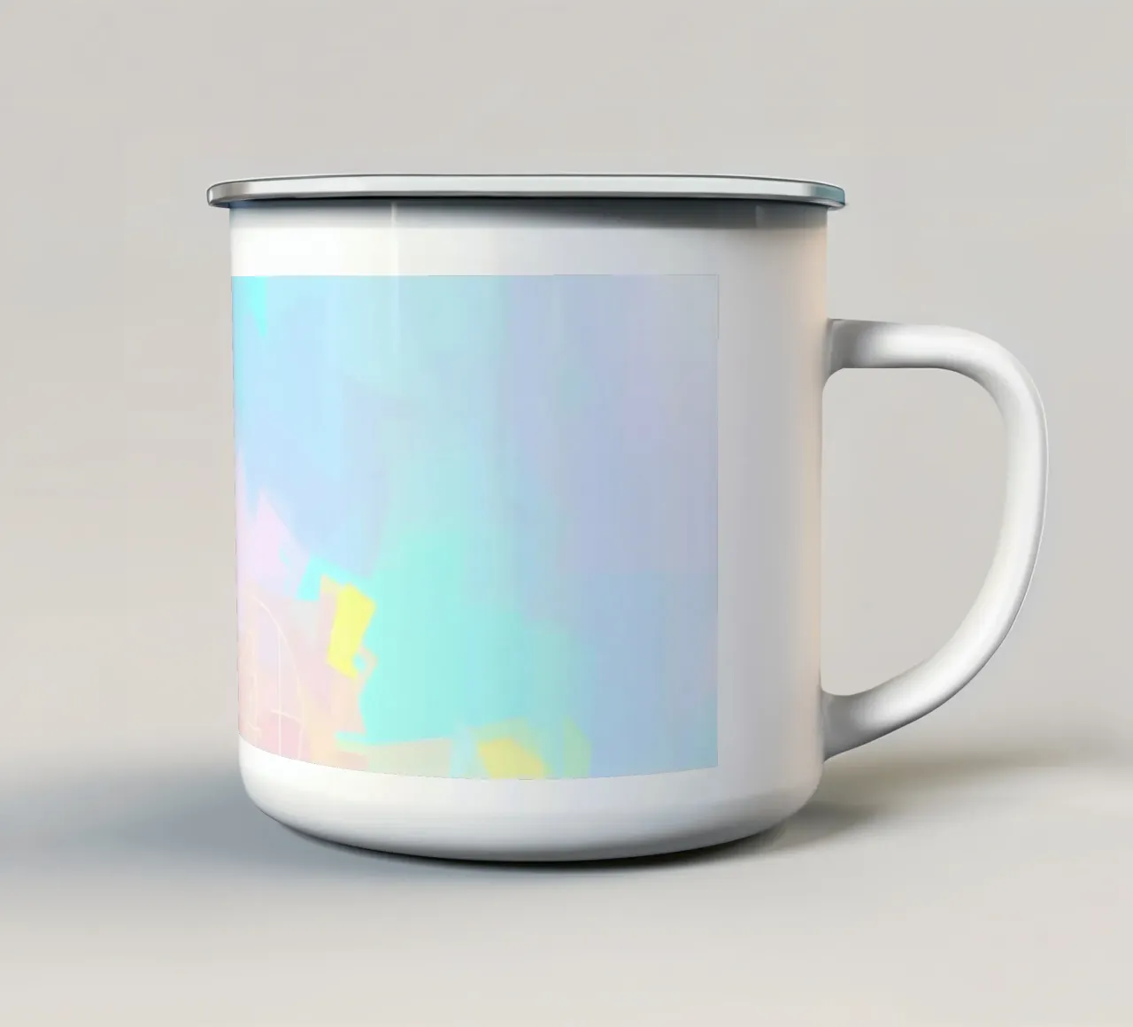 Opera d'arte astratta caratterizzata da colori e forme vivaci tazza in smalto da DesignDoodle