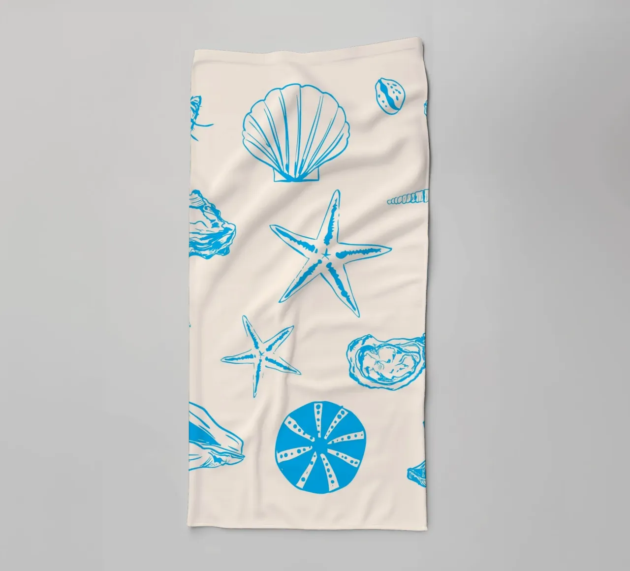 Coastal Shells & Starfish Line Art towel by EDMPROJECT