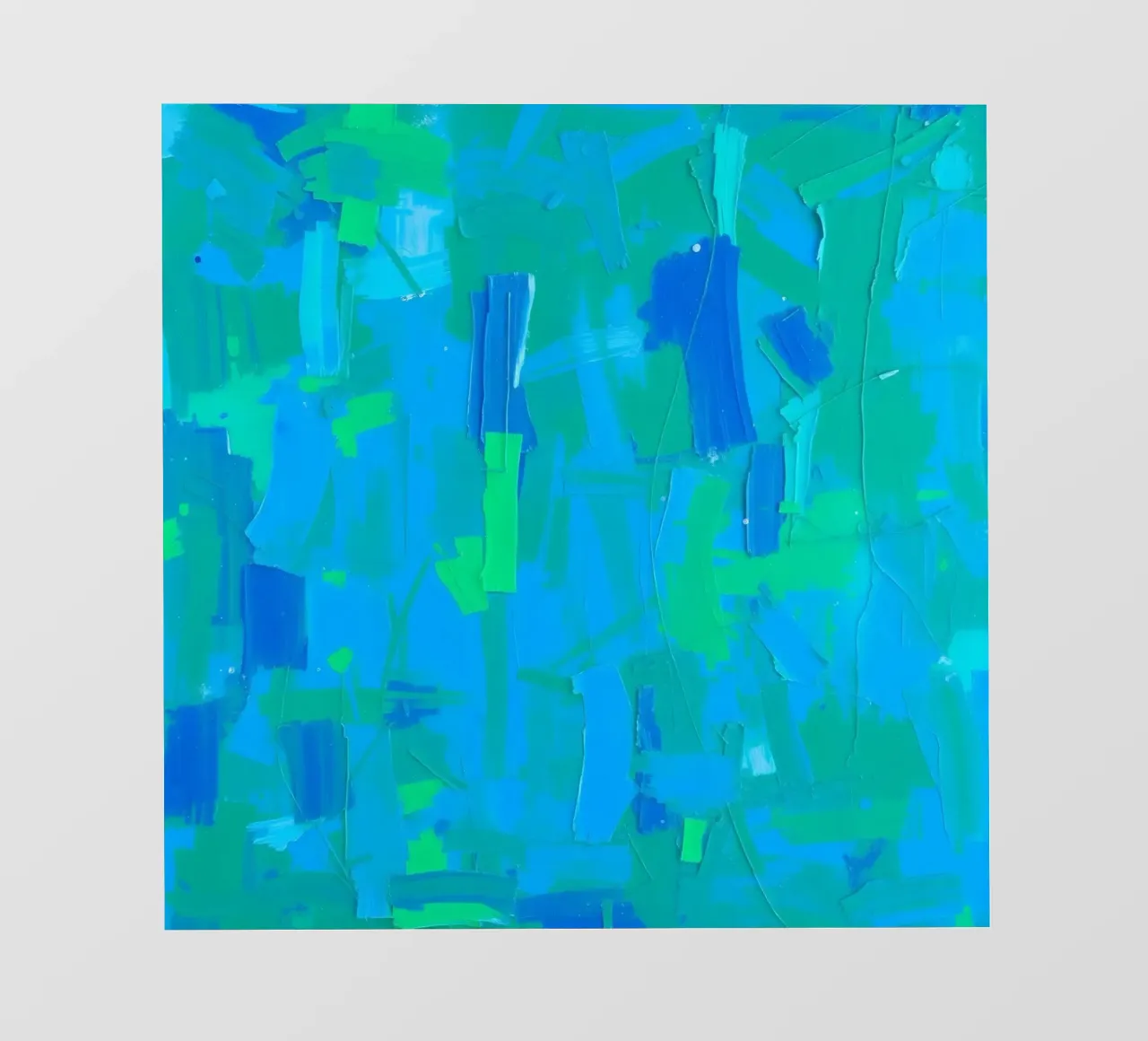 abstract painting with shades of blue and green photo wallpaper by DesignDoodle