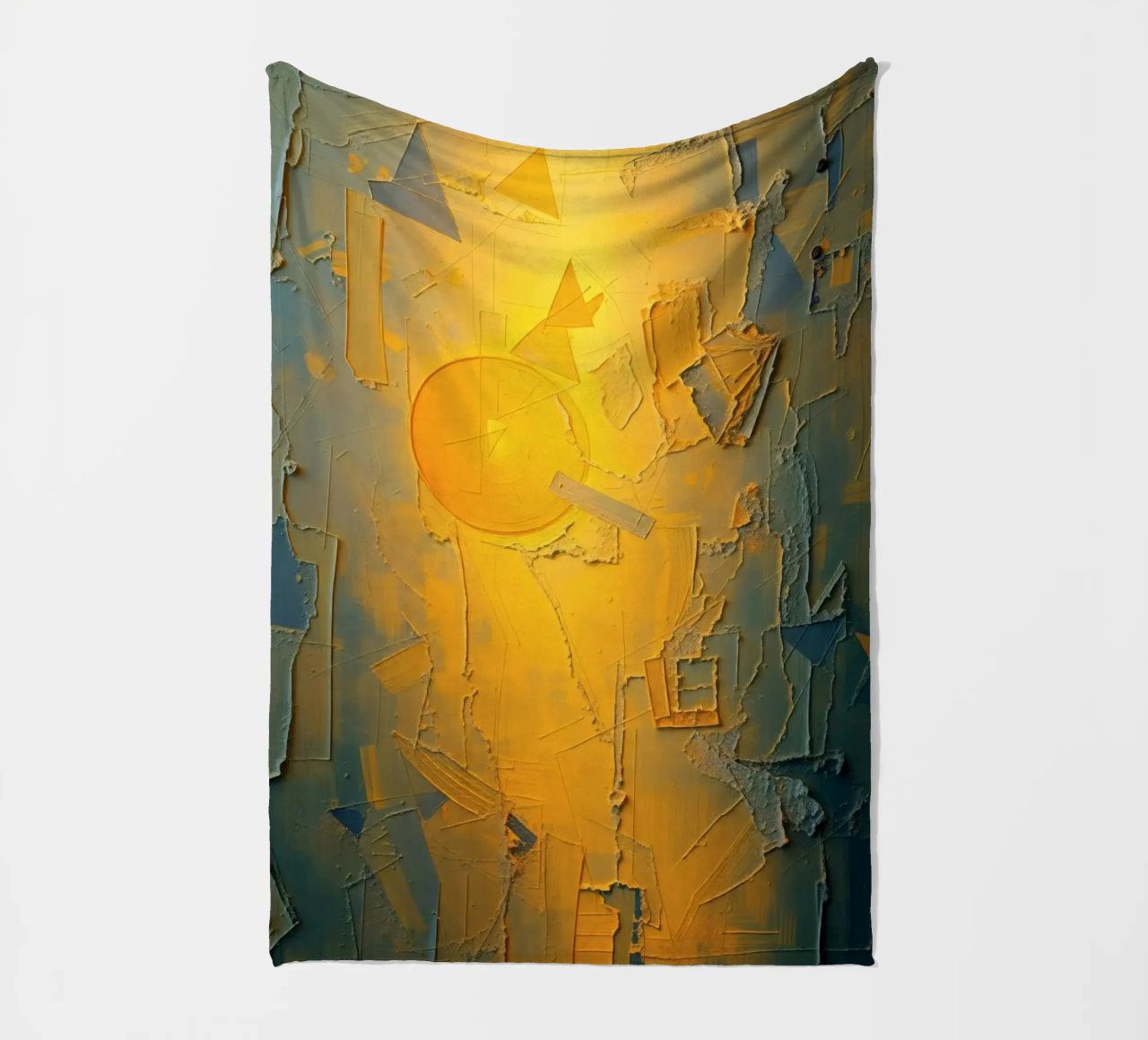 Composizione astratta con forme geometriche e colori caldi coperta in pile da DesignDoodle