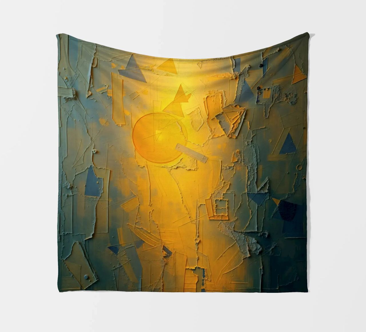 Composizione astratta con forme geometriche e colori caldi coperta in pile da DesignDoodle