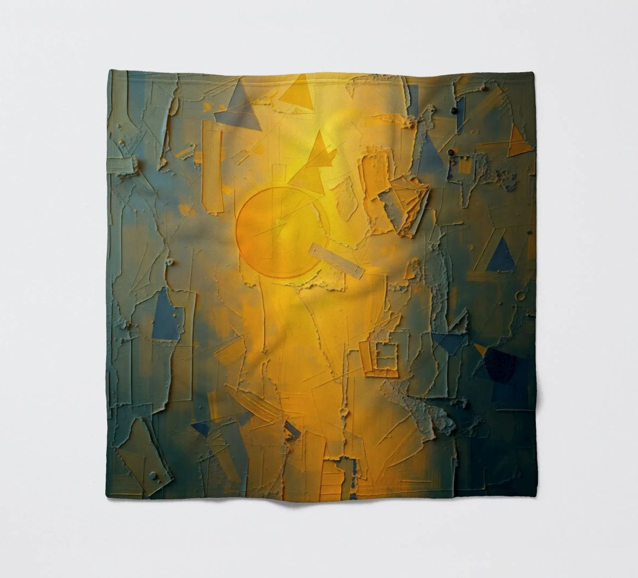 Composizione astratta con forme geometriche e colori caldi coperta in pile da DesignDoodle