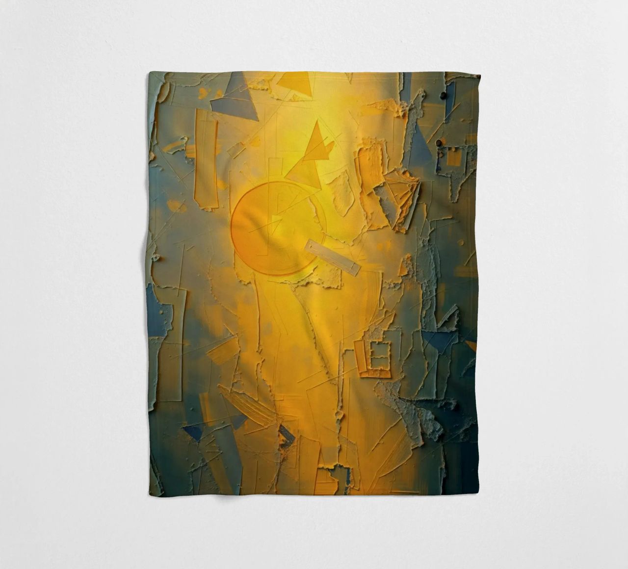 Composizione astratta con forme geometriche e colori caldi coperta in pile da DesignDoodle