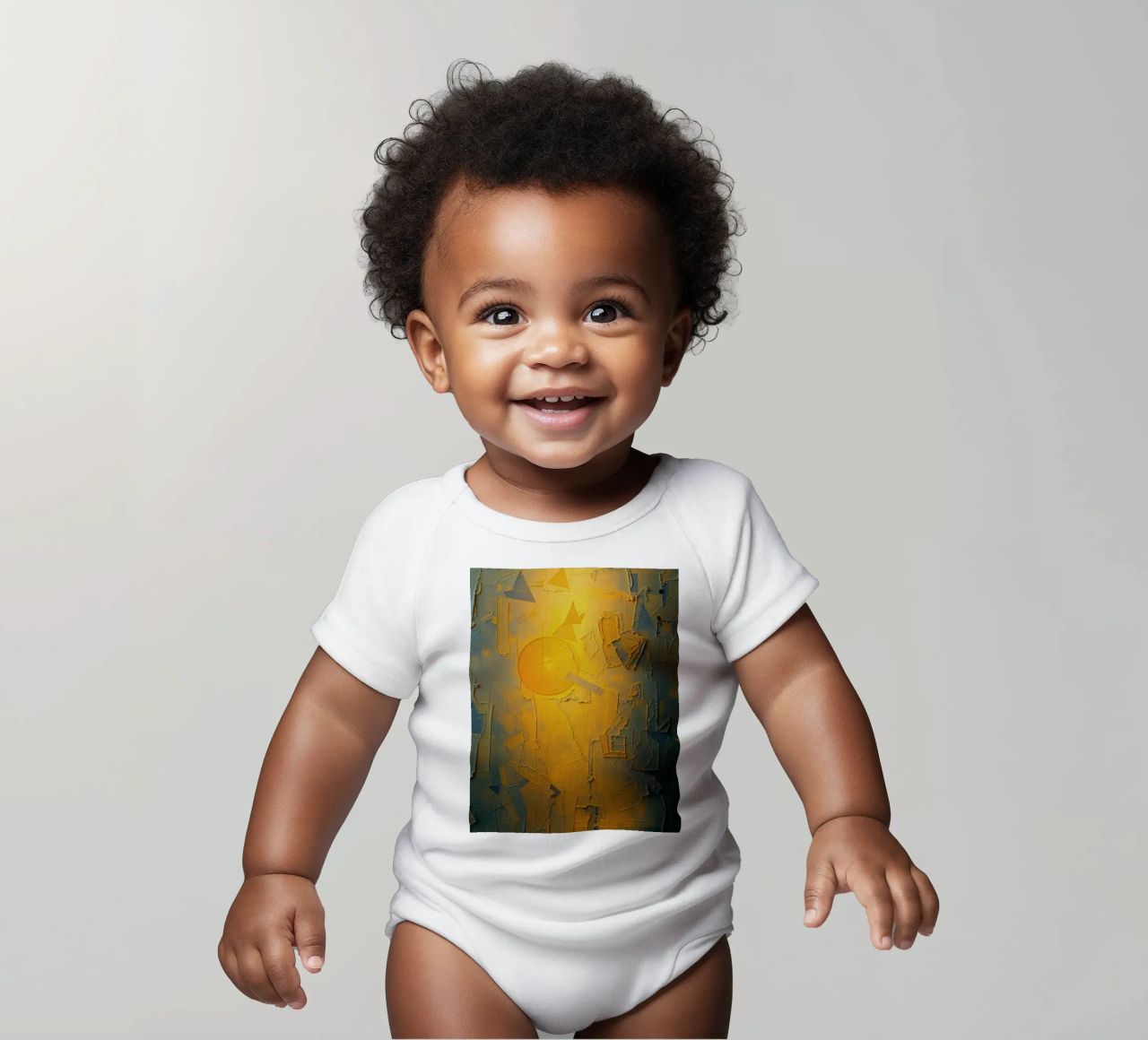 Composizione astratta con forme geometriche e colori caldi body neonato maniche corte da DesignDoodle