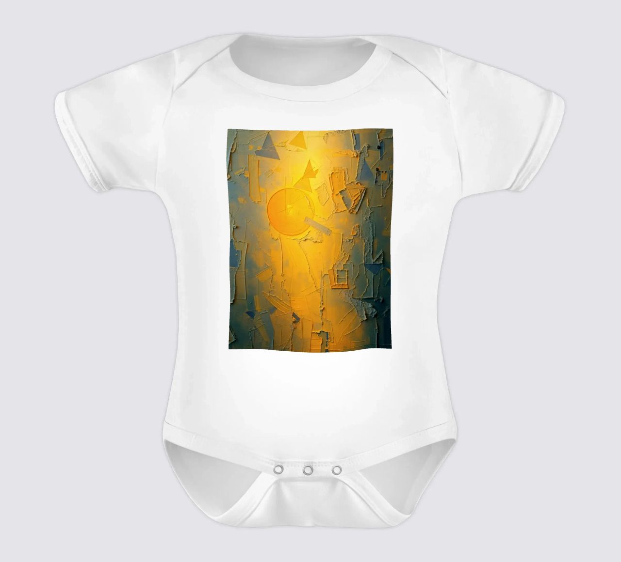 Composizione astratta con forme geometriche e colori caldi body neonato maniche corte da DesignDoodle