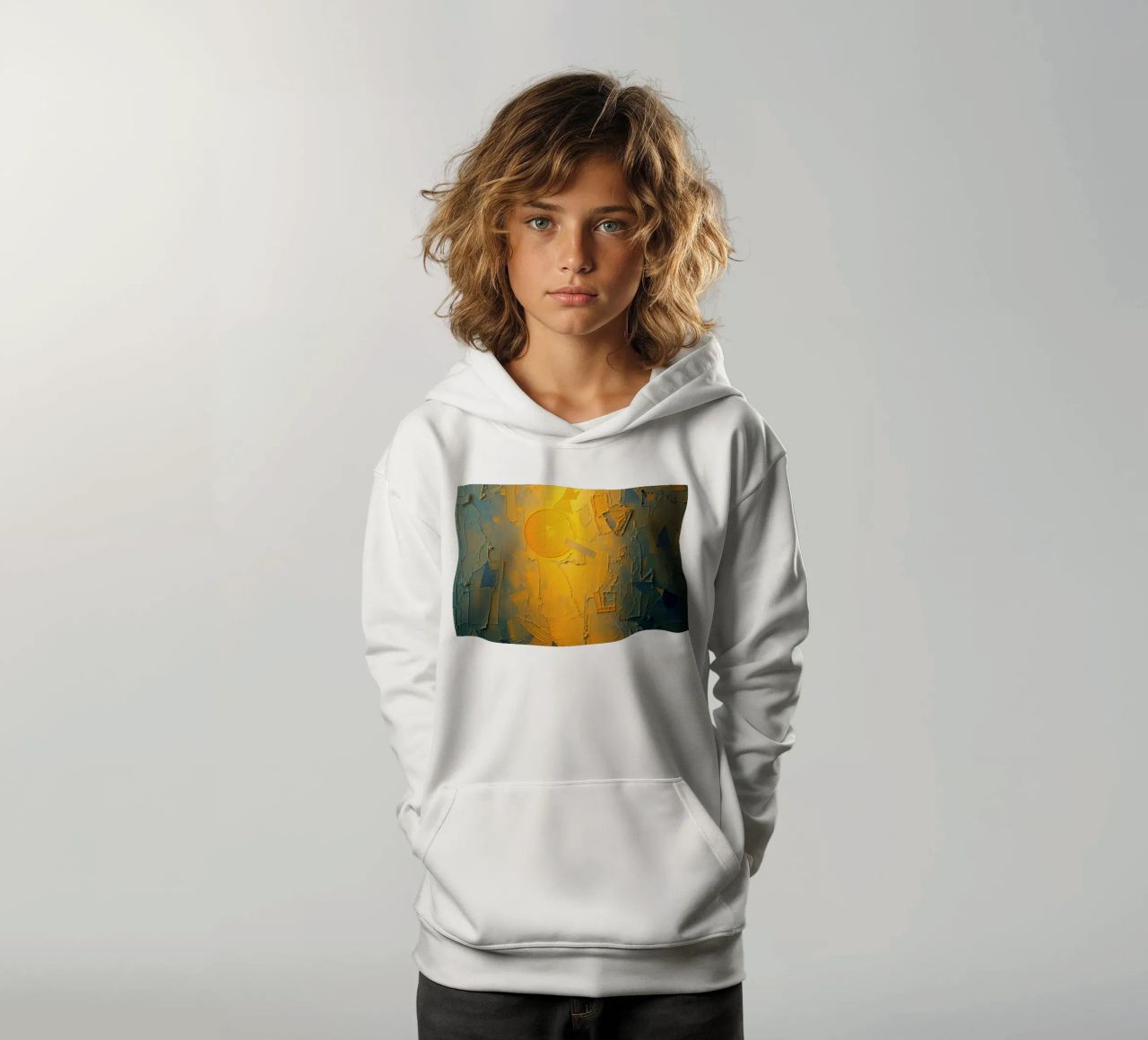 Composizione astratta con forme geometriche e colori caldi felpa bambino con cappuccio da DesignDoodle