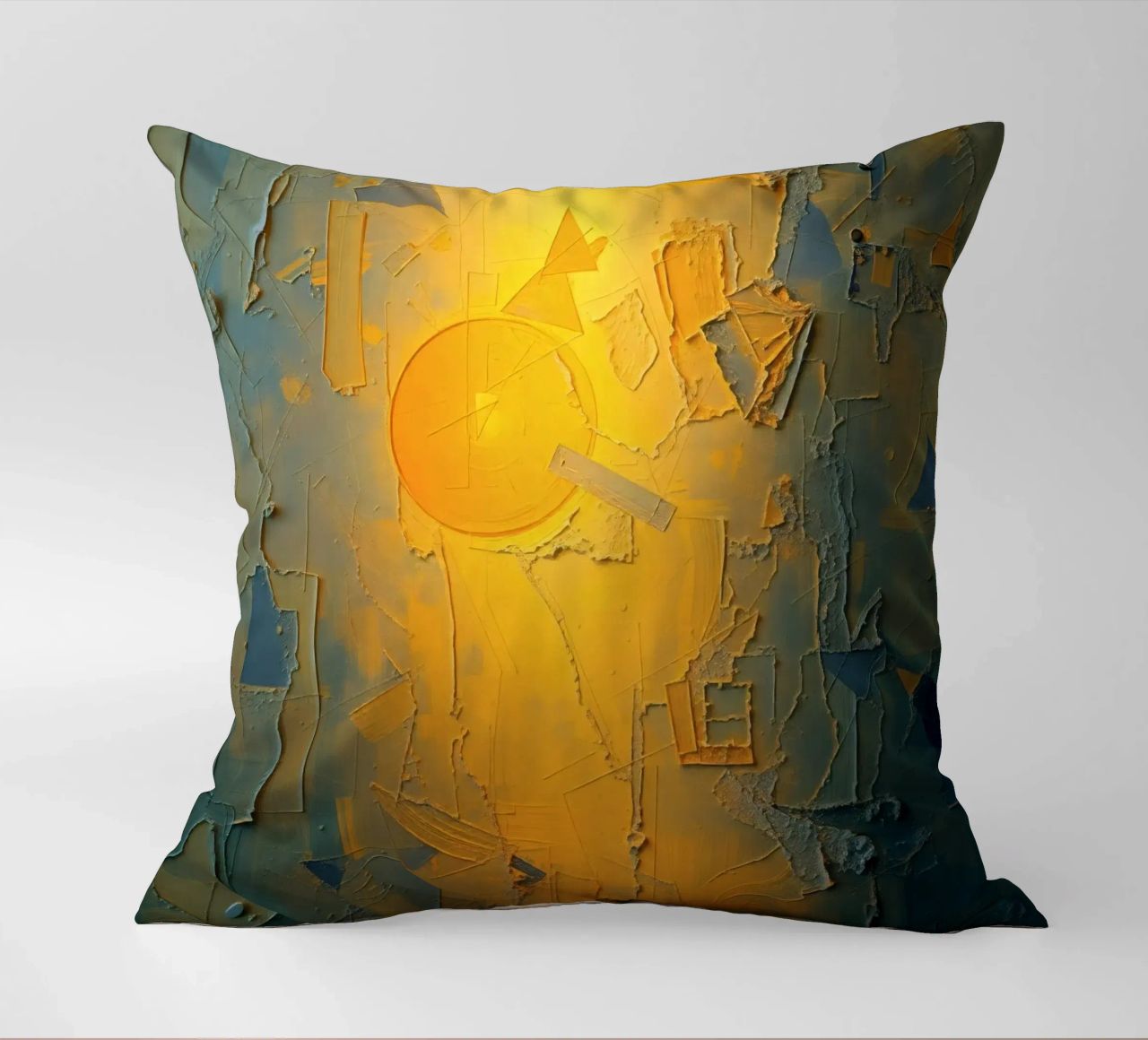 Composizione astratta con forme geometriche e colori caldi cuscino da DesignDoodle