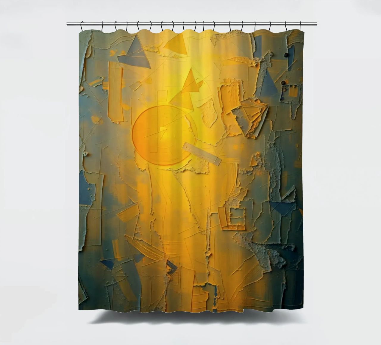 Composizione astratta con forme geometriche e colori caldi tenda da doccia da DesignDoodle