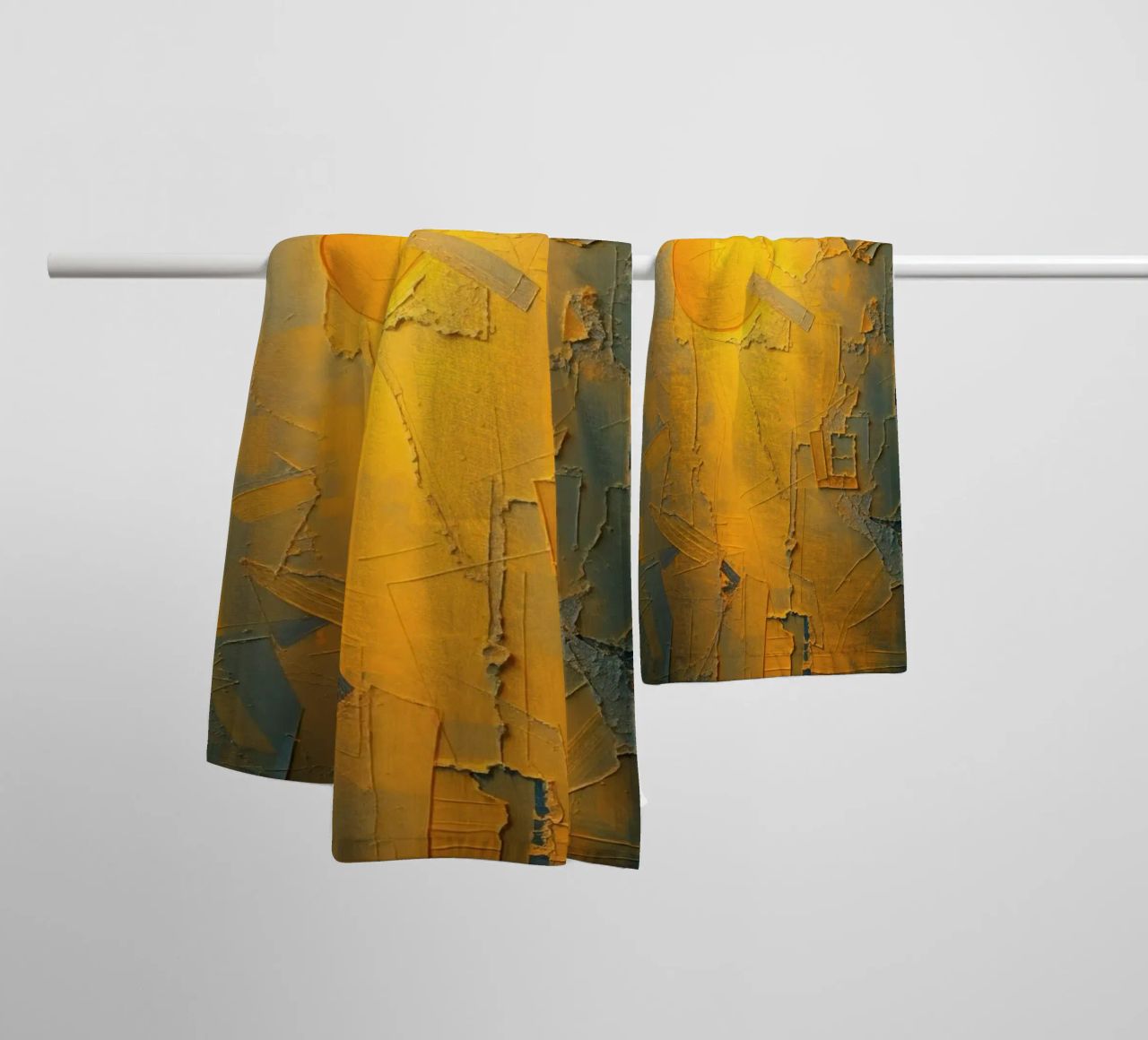 Abstract composition featuring geometric shapes & warm color towel by DesignDoodle