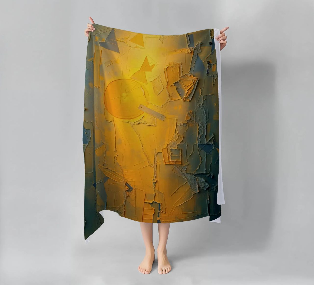 Composizione astratta con forme geometriche e colori caldi telo mare da DesignDoodle