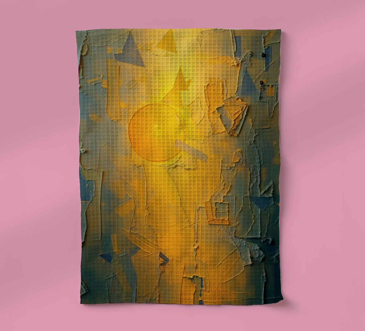 Composizione astratta con forme geometriche e colori caldi canovaccio da cucina da DesignDoodle