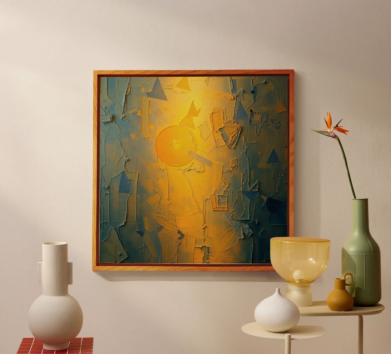 Composizione astratta con forme geometriche e colori caldi plexiglass da DesignDoodle