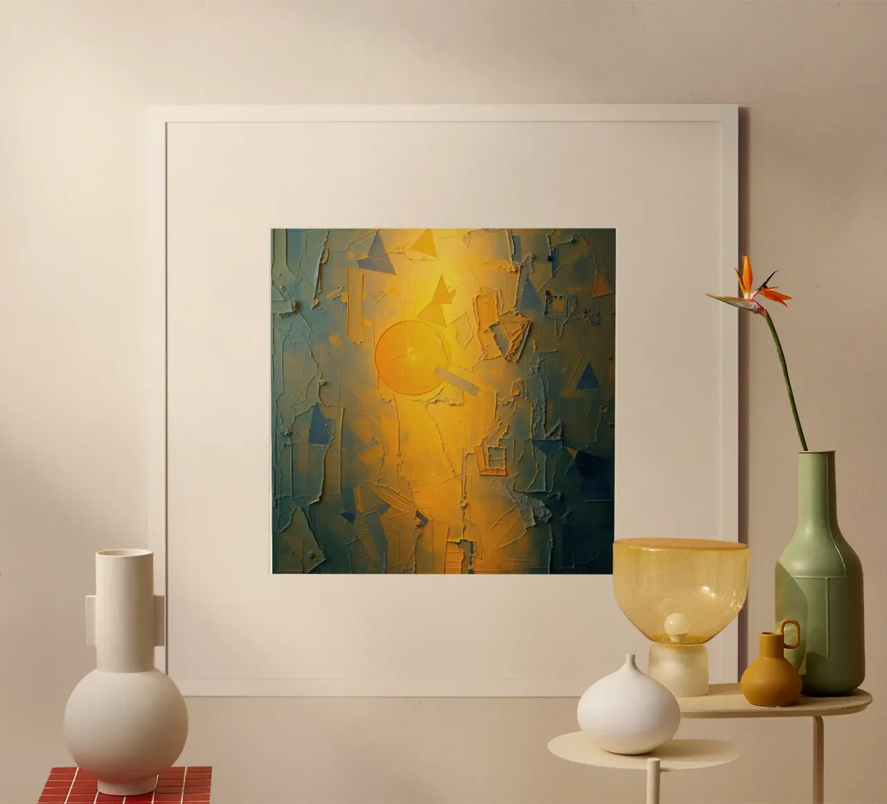 Composizione astratta con forme geometriche e colori caldi poster da DesignDoodle