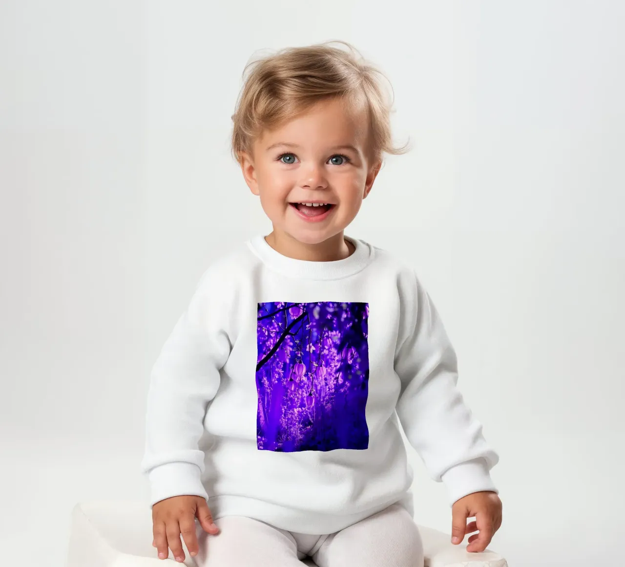 fiori viola e piante luminose in una foresta felpa neonato da DesignDoodle