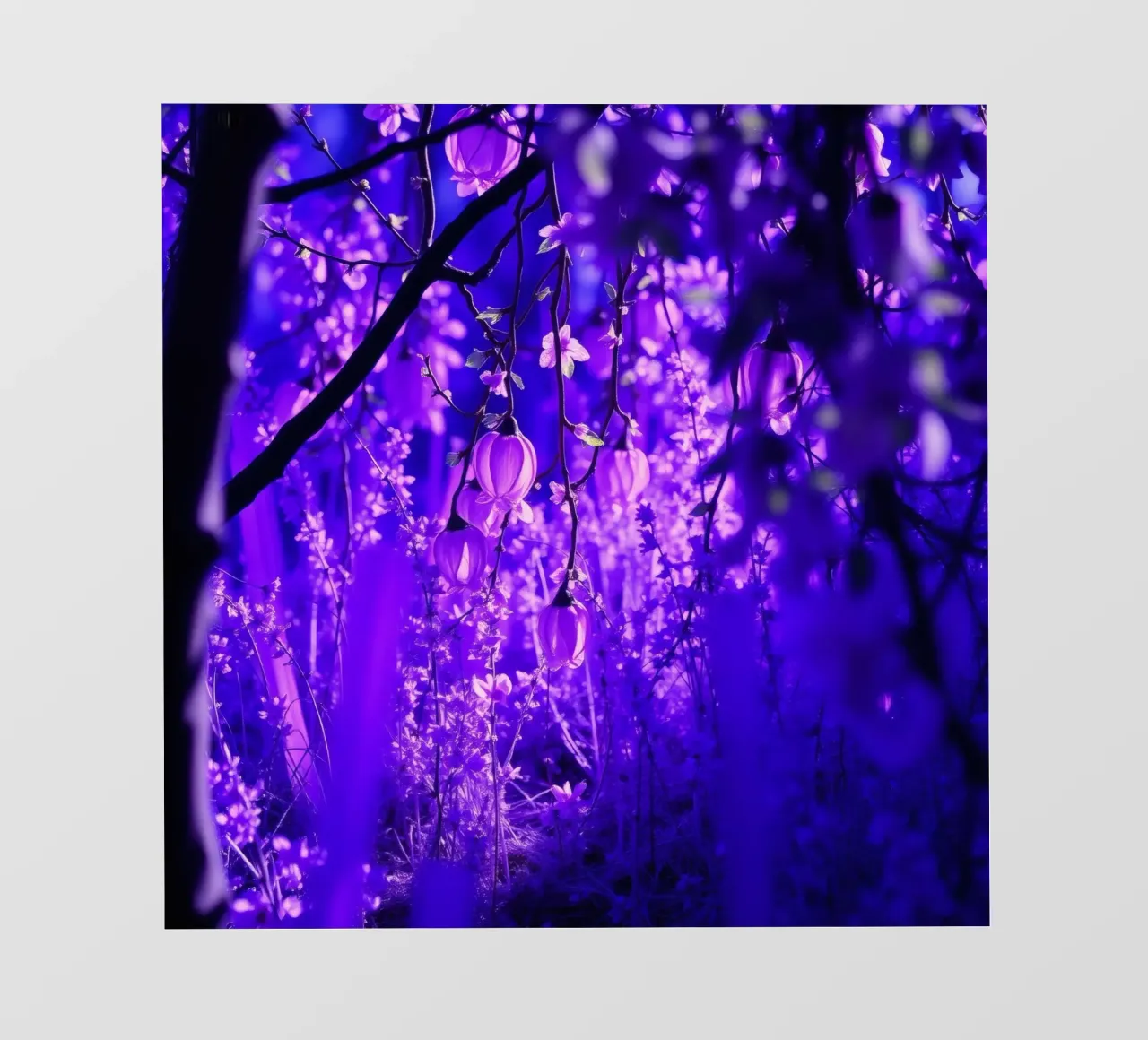 fiori viola e piante luminose in una foresta telo in pvc da DesignDoodle