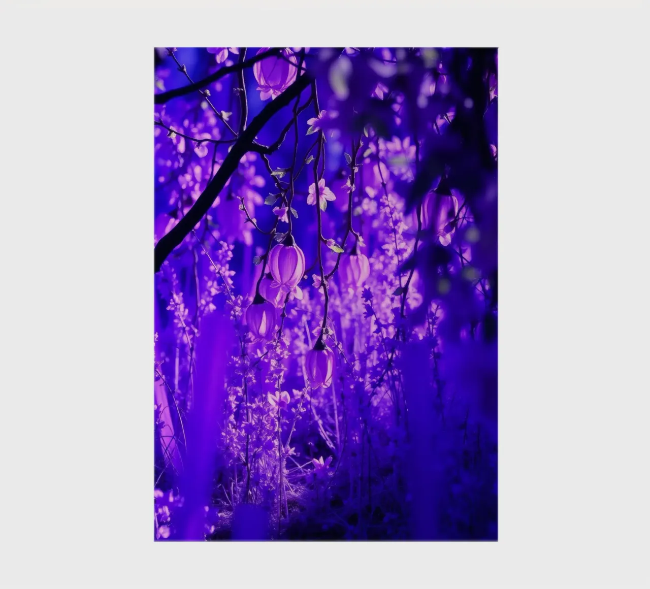 fiori viola e piante luminose in una foresta diario da DesignDoodle