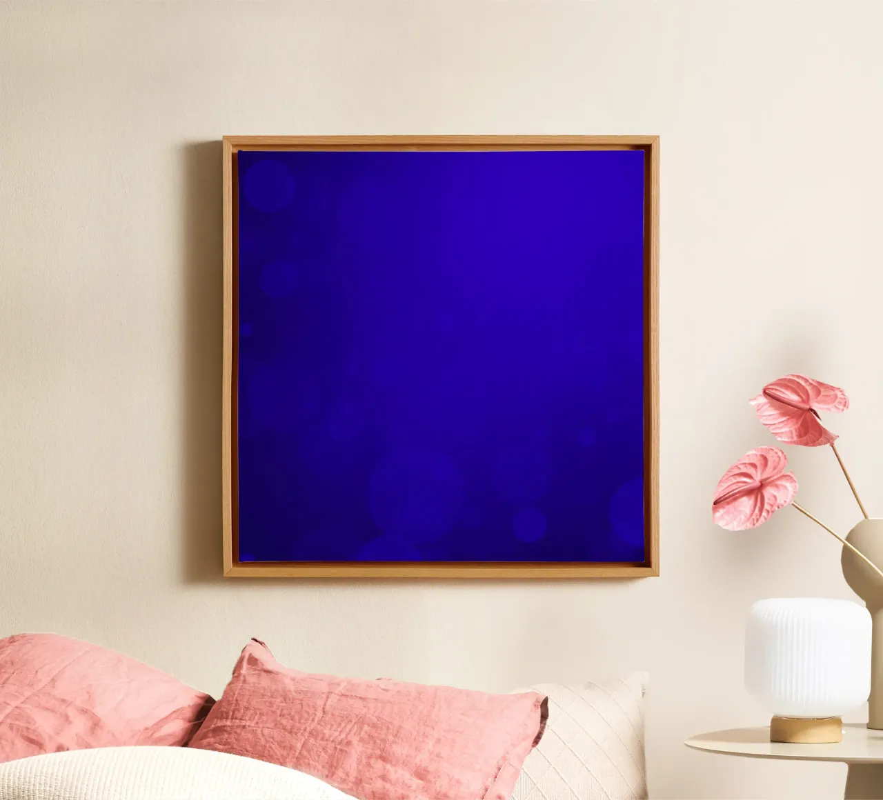 blue abstract background with luminous bubbles canvas by DesignDoodle