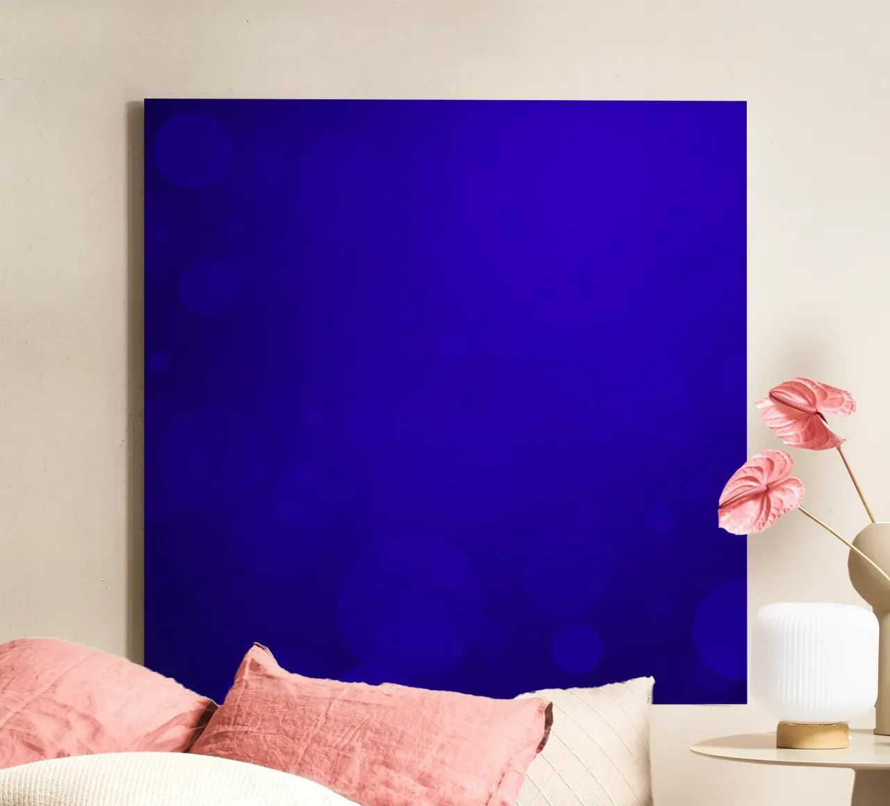 blue abstract background with luminous bubbles canvas by DesignDoodle