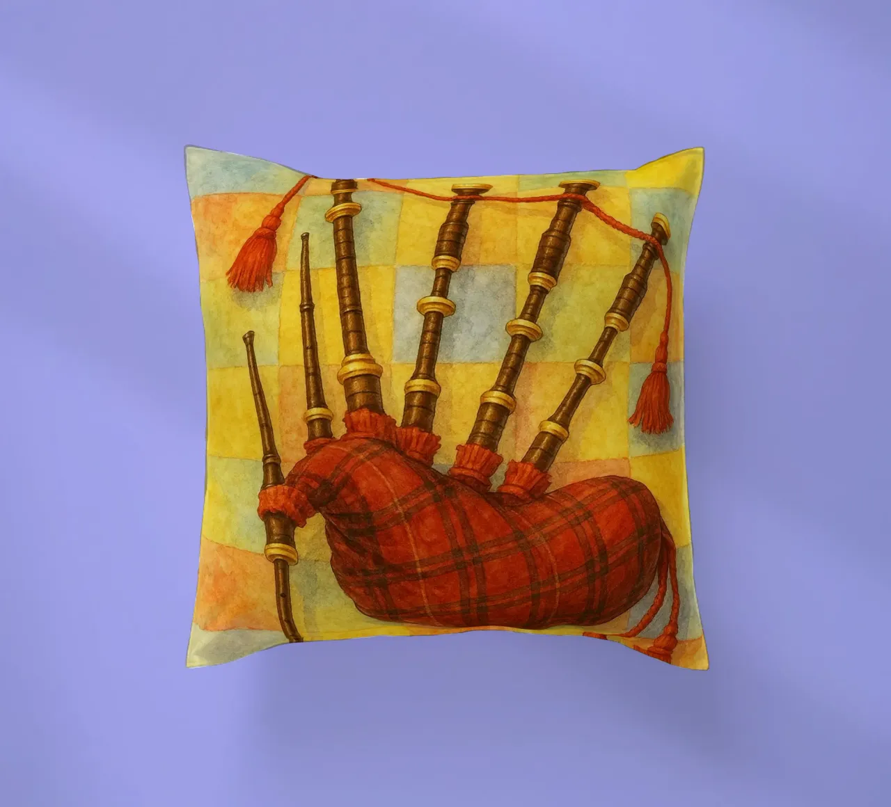 bagpipes imagination painting drawing art decorative cushion by the gendels